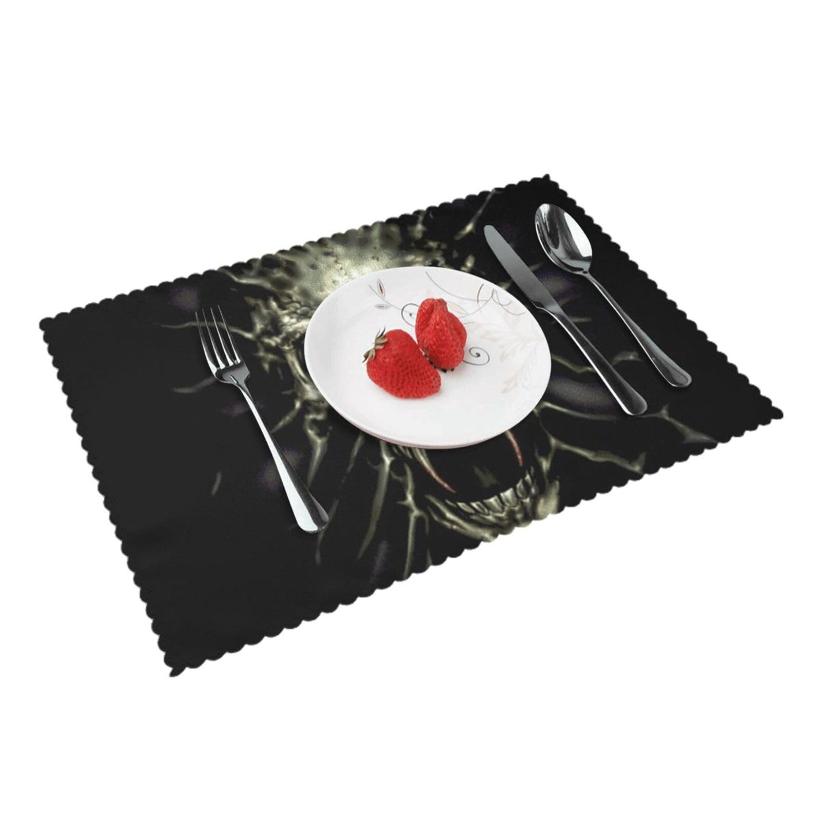 Scary skull Printed Placemats Set of 4 PCS Washable Placemat for Kitchen Table Heat-resistant Table Mats 45x30 CM