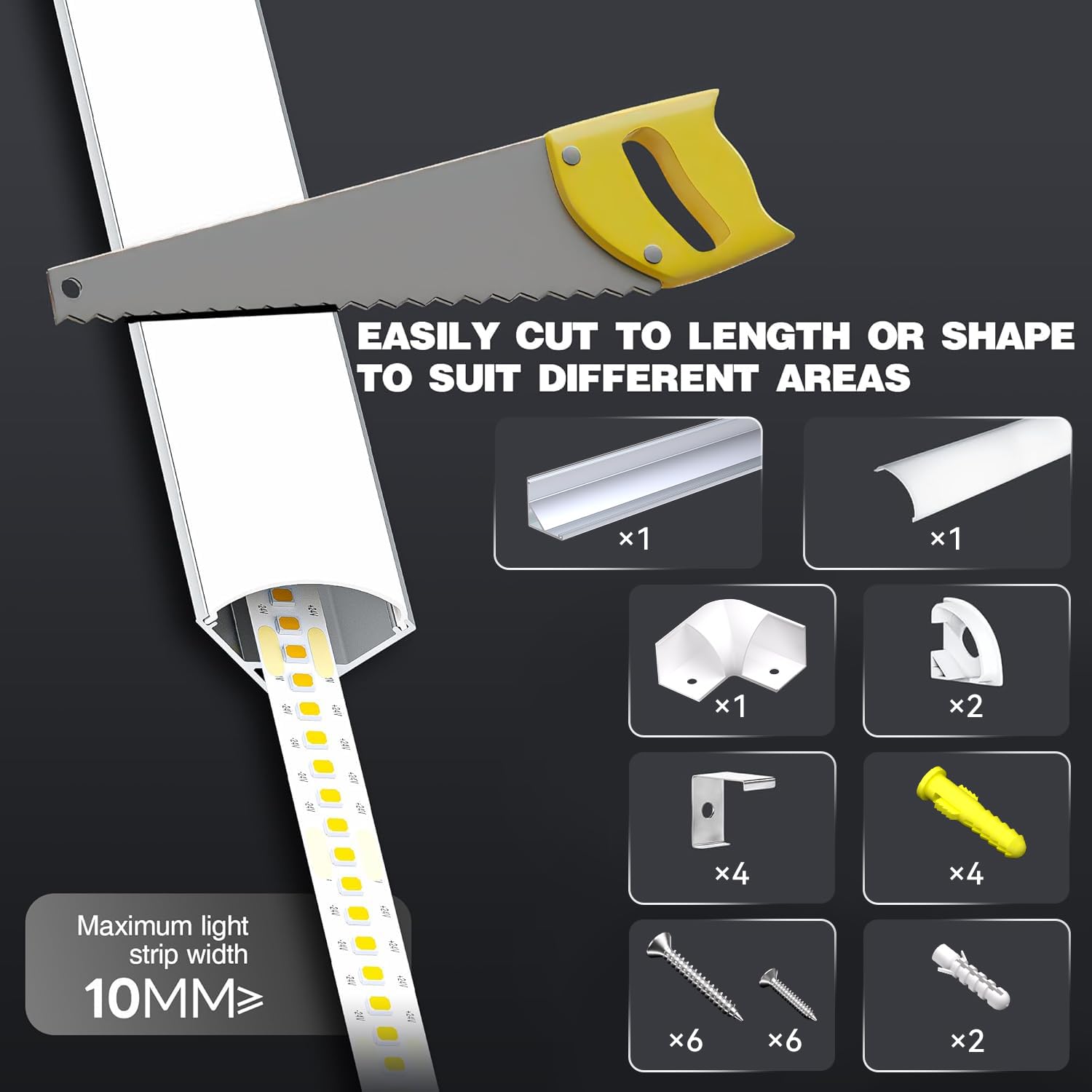 Shine Plus LED Eckprofil 2 m x 30 Stücke, Aluminium eloxiert, Profil 45 Grad V Form, für LED Streifen bis 10 mm