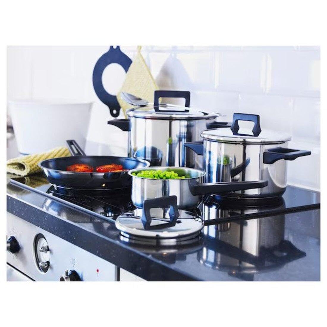 IKEA, OUMBÄRLIG, set di pentole in acciaio inox, 7 pezzi