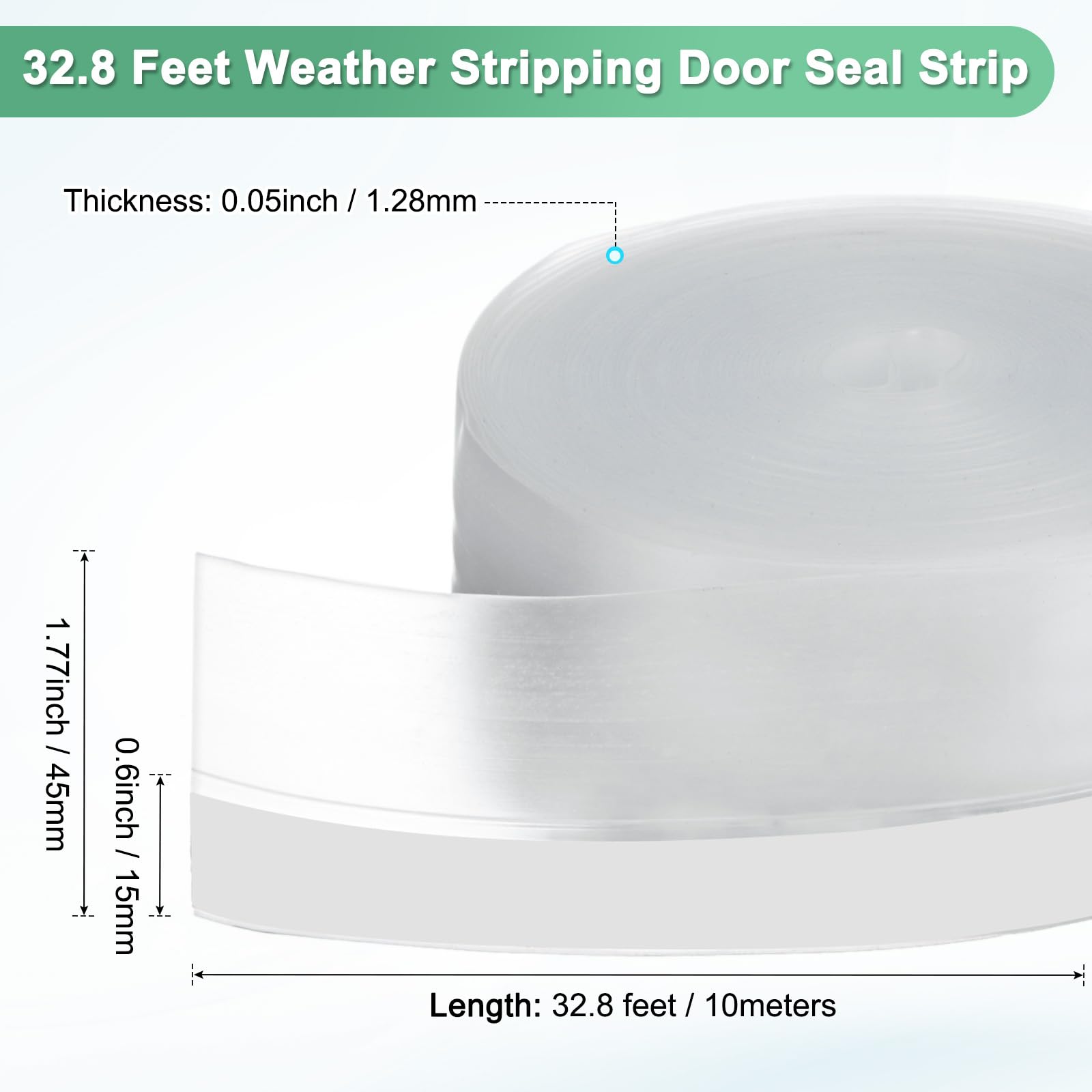 M METERXITY Weather Stripping Door Seal Strip, 1.77 Inch(45mm) Silicone 32.8 ft Draft Stopper for Windows Gaps/Shower Door - Image 3