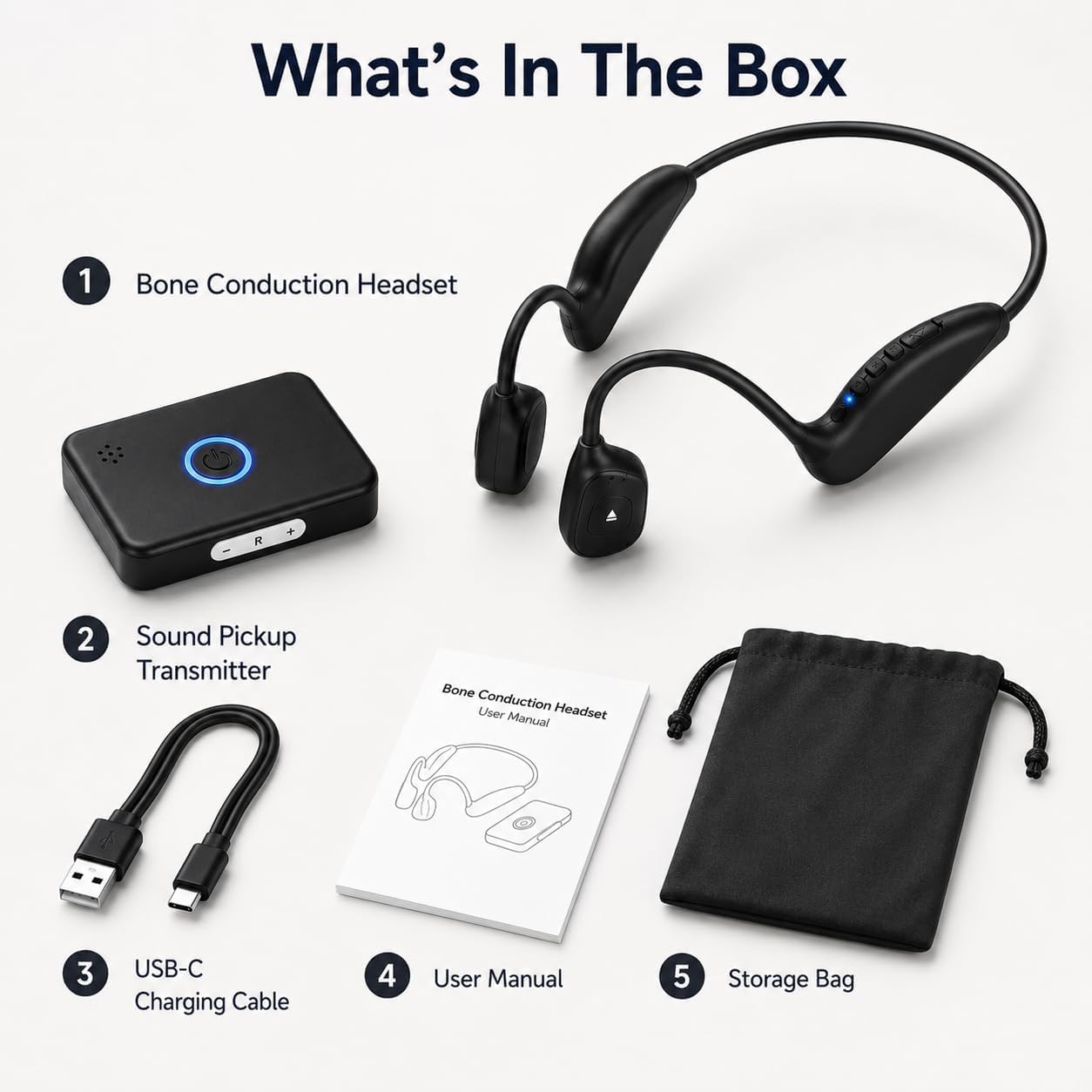 Auricolari Amplificatori audio a conduzione ossea Auricolari Design Bluetooth 22g Amplificazione del suono personale 10 ore di durata della batteria