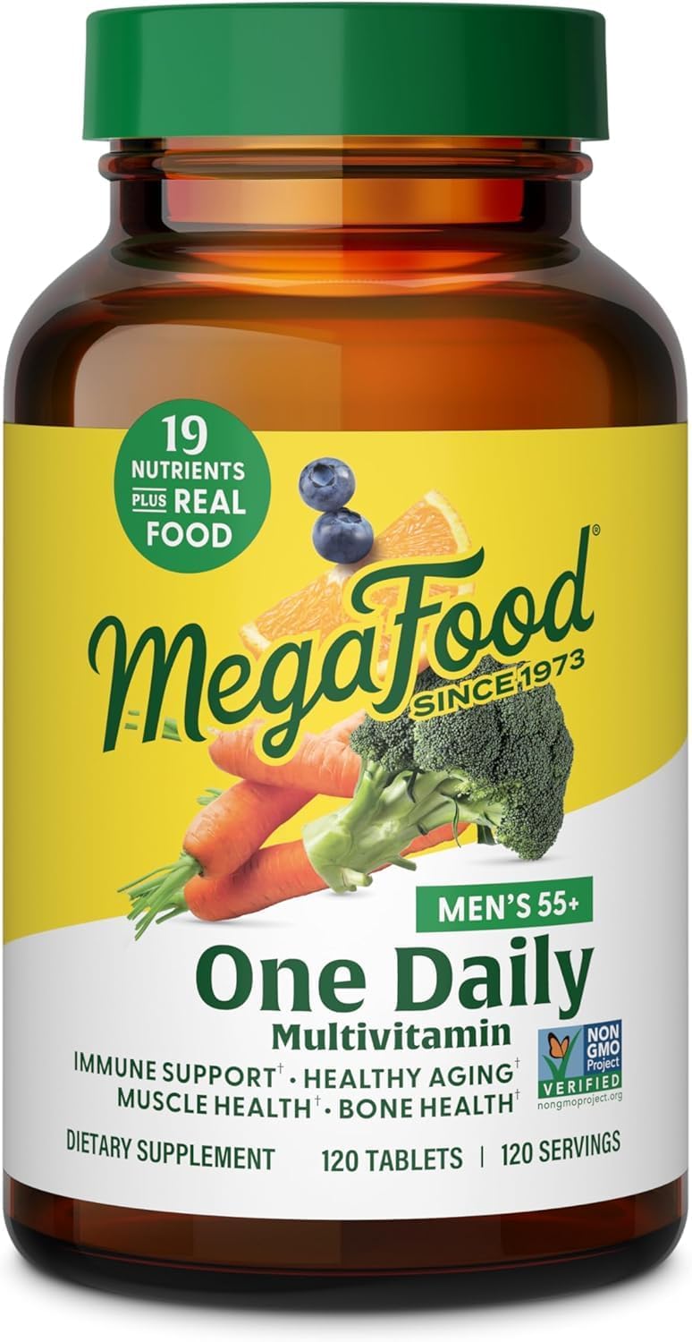 MegaFood Men’s 55+ One Daily – Multivitamin for Men with Vitamin B12, Vitamin C, Vitamin D & Zinc – Optimal Aging & Immune Support Supplement – Vegetarian – Made Without 9 Food Allergens – 60 Tabs