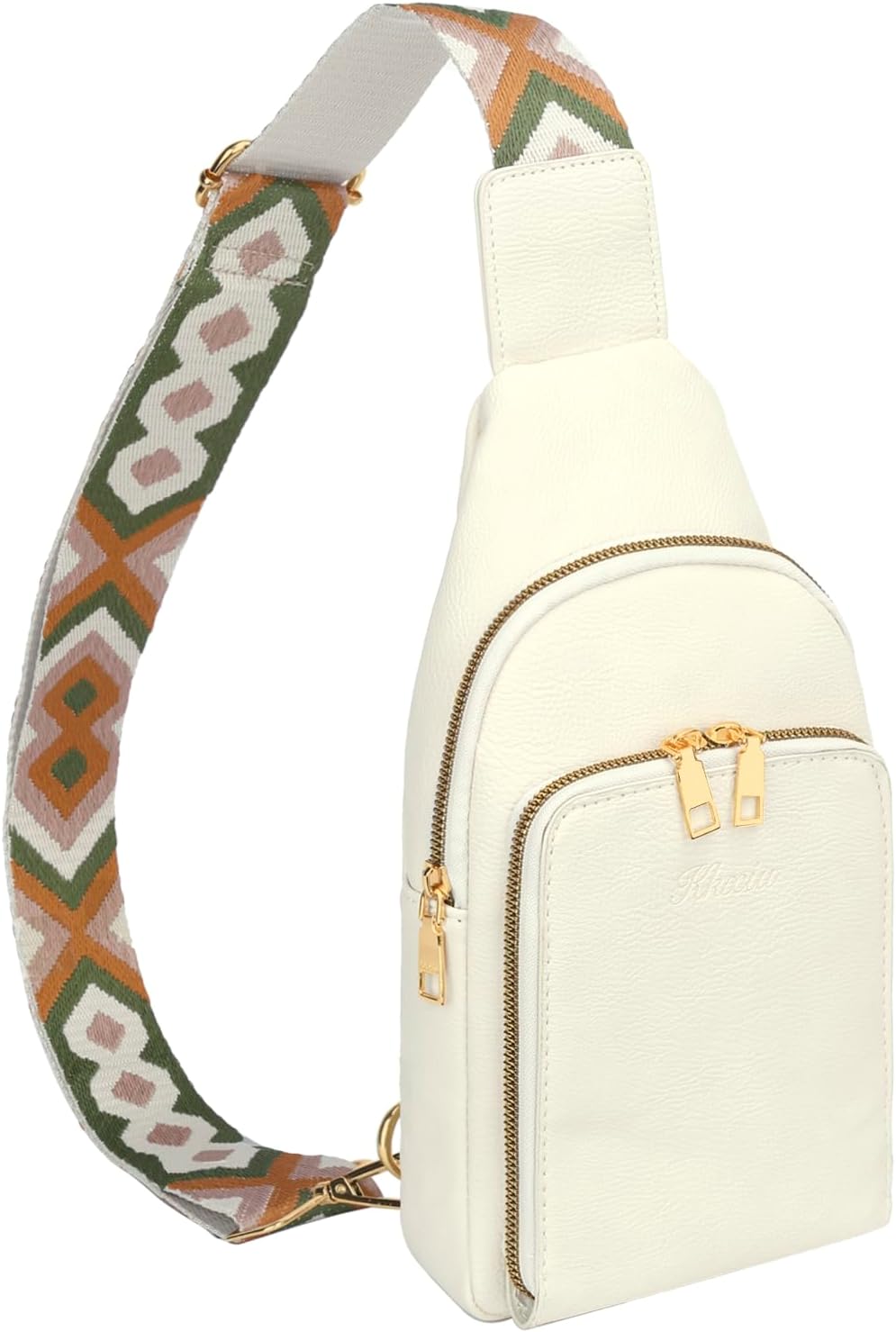 KKXIUTrendy Small Sling Bag for Women Leather Fanny Packs Chest Crossbody Cell Phone Bag Shoulder Travel Purse Gifts for Teenager (A-Cream White)