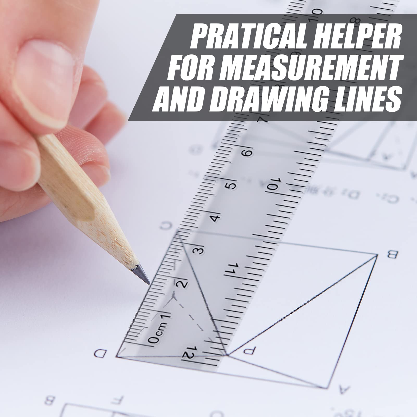 12 Pack Clear Plastic Ruler,Straight Ruler,8 Pack 30cm Ruler, 4 Pack 15cm Ruler,Transparent Plastic Ruler Kit Measuring Tool for Student School Office - Image 4