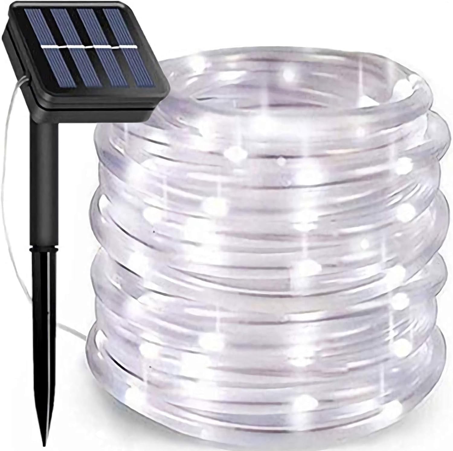 Suyoo Solar String Lights Outdoor Waterproof LED Rope Lights Christmas Lights 12M/39ft 100 LEDs 8 Modes Tube Light for Garden Wedding Party Christmas Decorations(White)