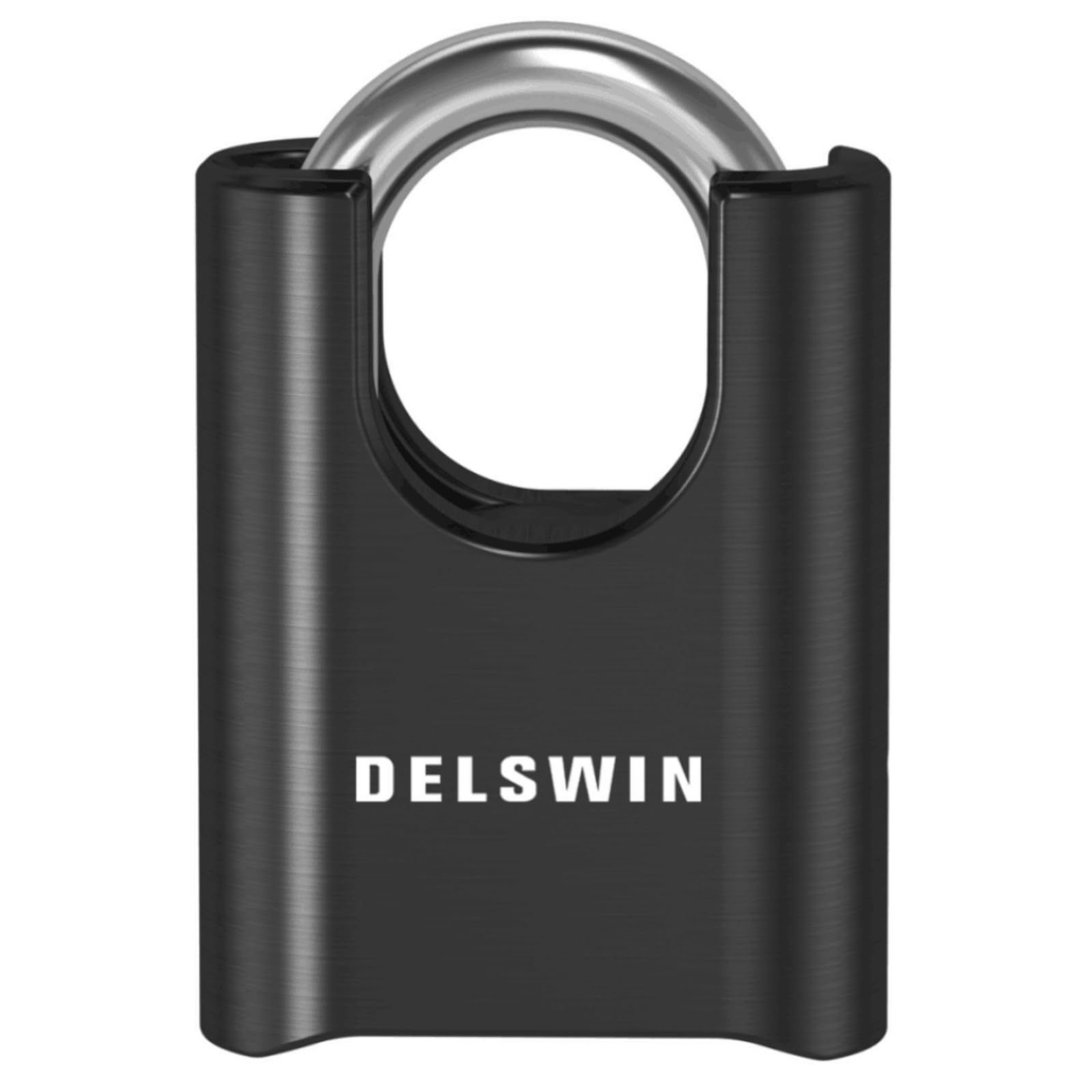 Photo 1 of [LOCKED ITEM] DELSWIN 4-Digit Combination Lock Outdoor Padlock - Heavy Duty Locker Lock with Hardened Steel Shackle, Waterproof Combo Lock for Gym Locker, Hasp Storage, Shed, Fence, Gate (Obsidian Black,1Pcs)