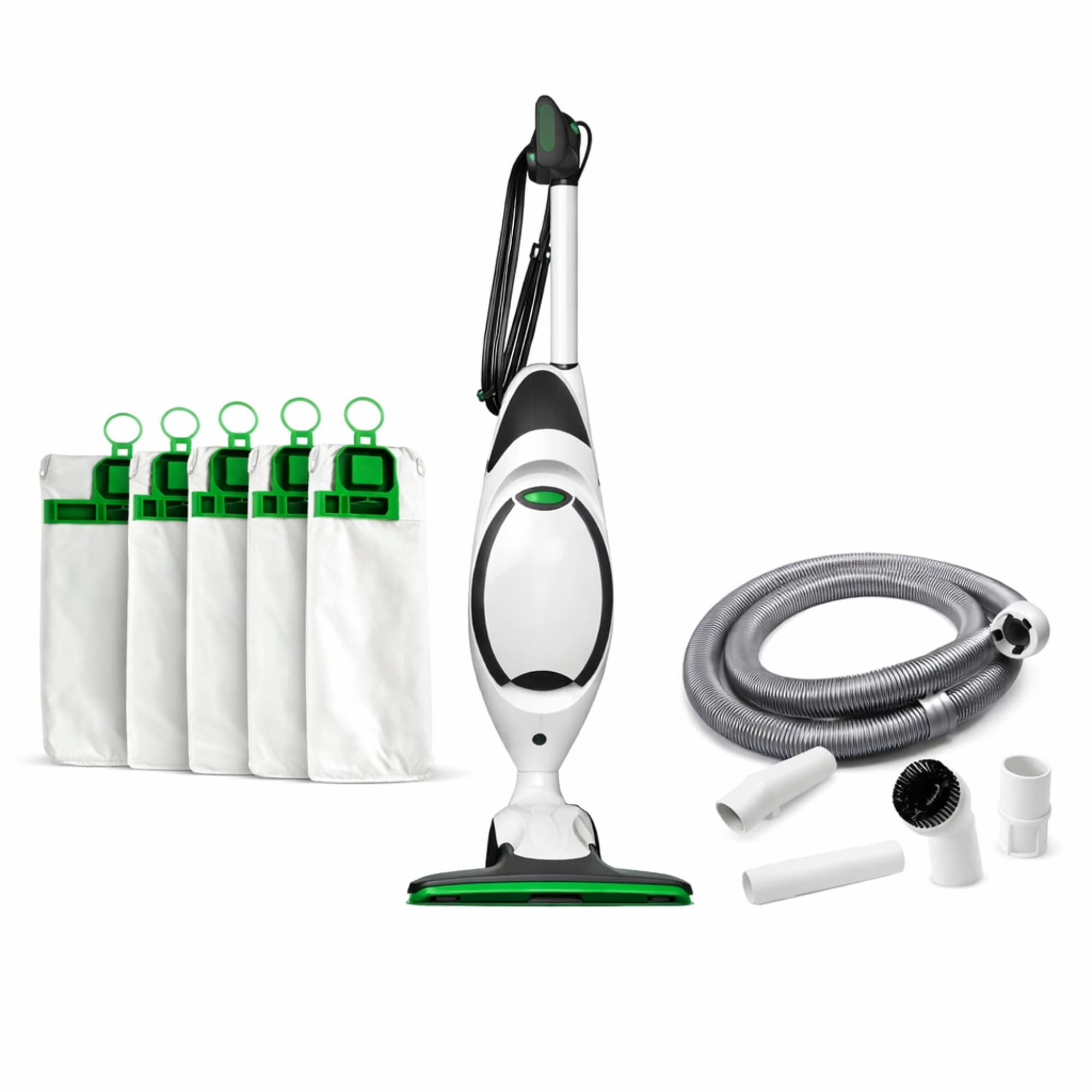 Aspirapolvere Folletto VK150 Nuovo con HD50 + 6 Sacchetti COMPATIBILI + Tubi Con Vari Accessori - Filtro Alta Capacità, Silenzioso, Casa Pulita e Aria Sana