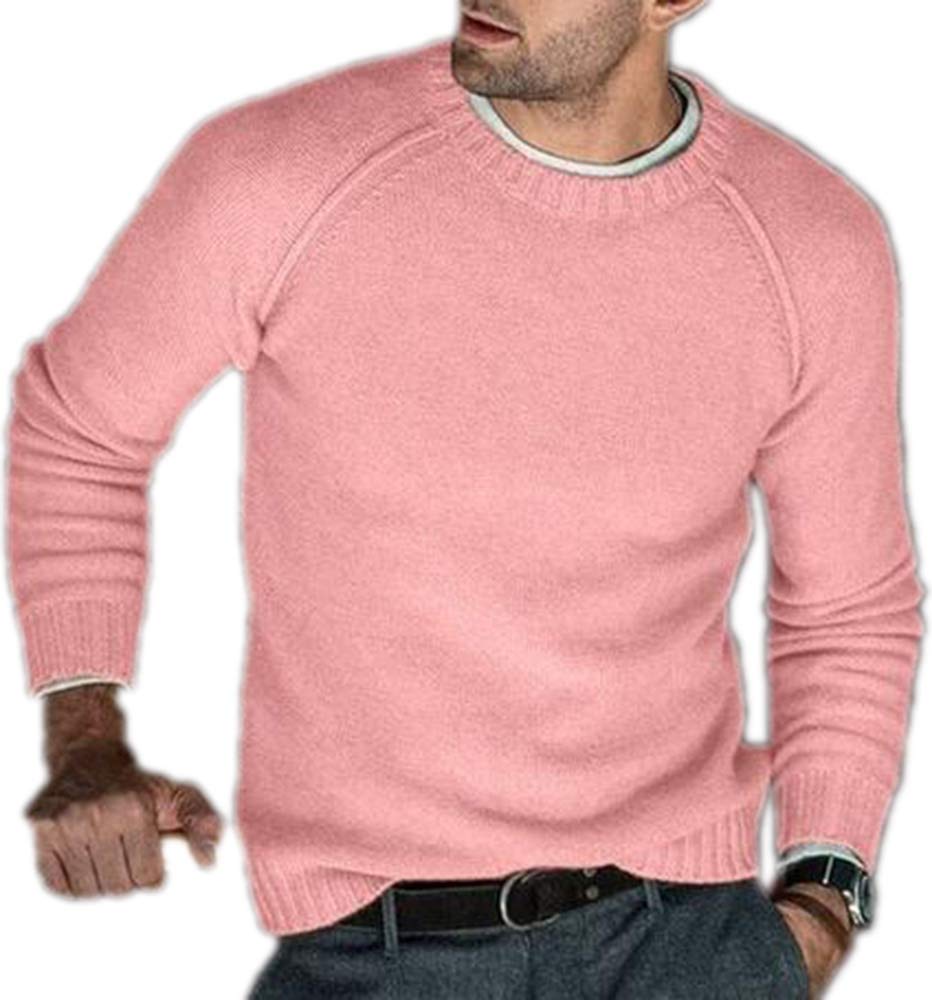 Men's Jumper Knit Pullover with Crew Neck Lightweight Sweater