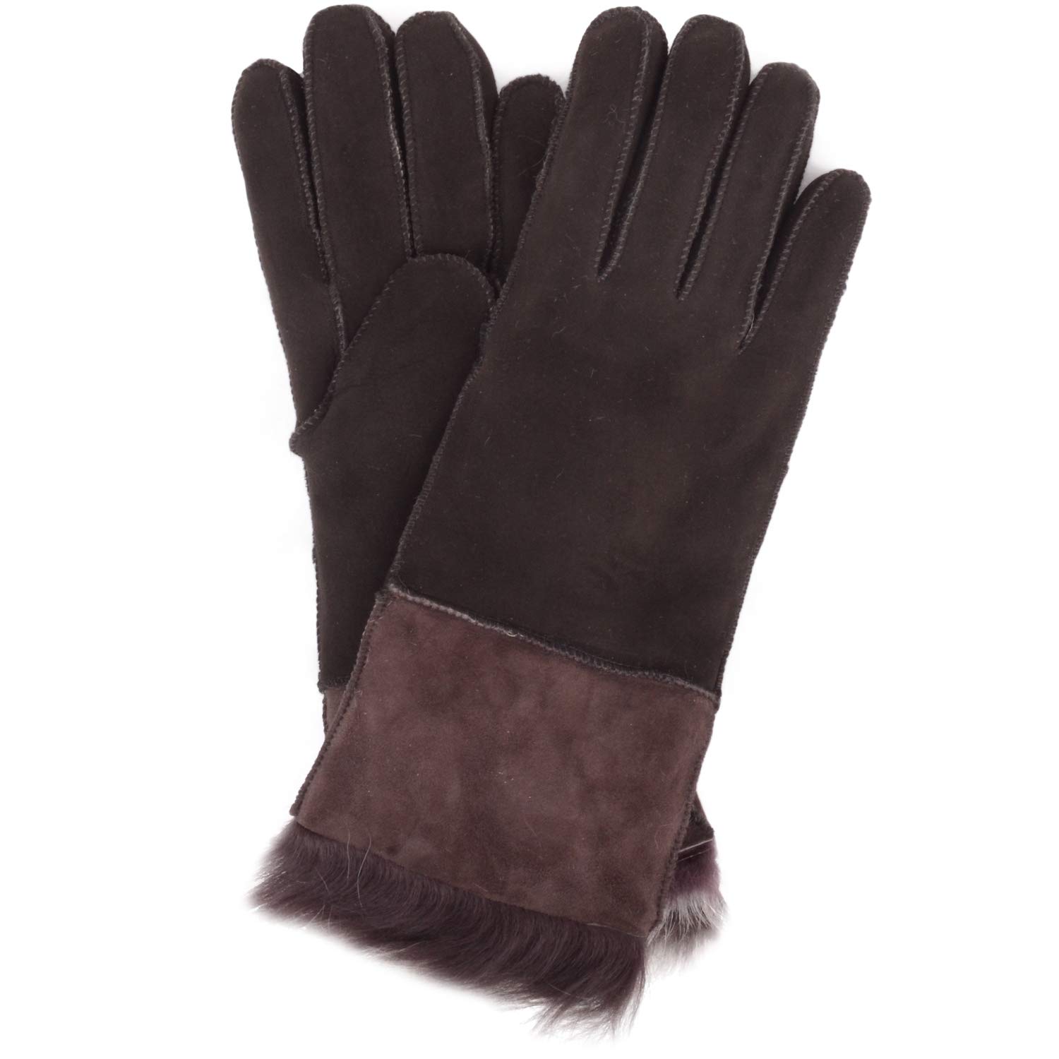 Snugrugs Women's Brown Luxury Genuine Sheepskin Cosy Cold Winter Gloves With Toscana Sheep Fur - Small (6.5")