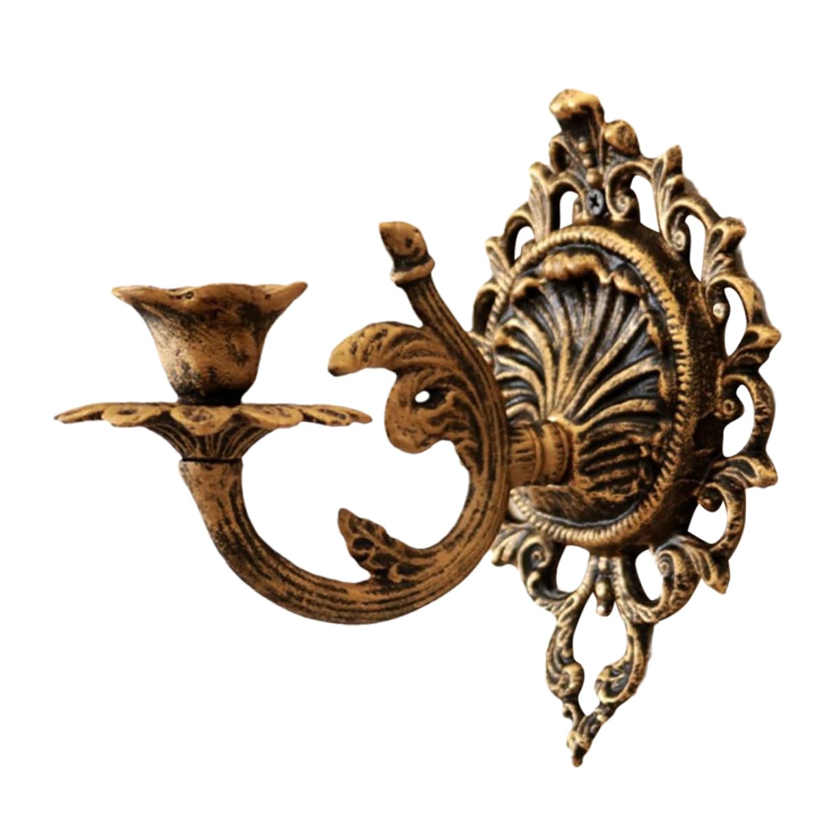 PRETYZOOM Rustic Cast Iron Wall Candlestick Elegant Decorative Holder Multifunctional Hanging Mount for Home Living Room Bedroom Dining Room