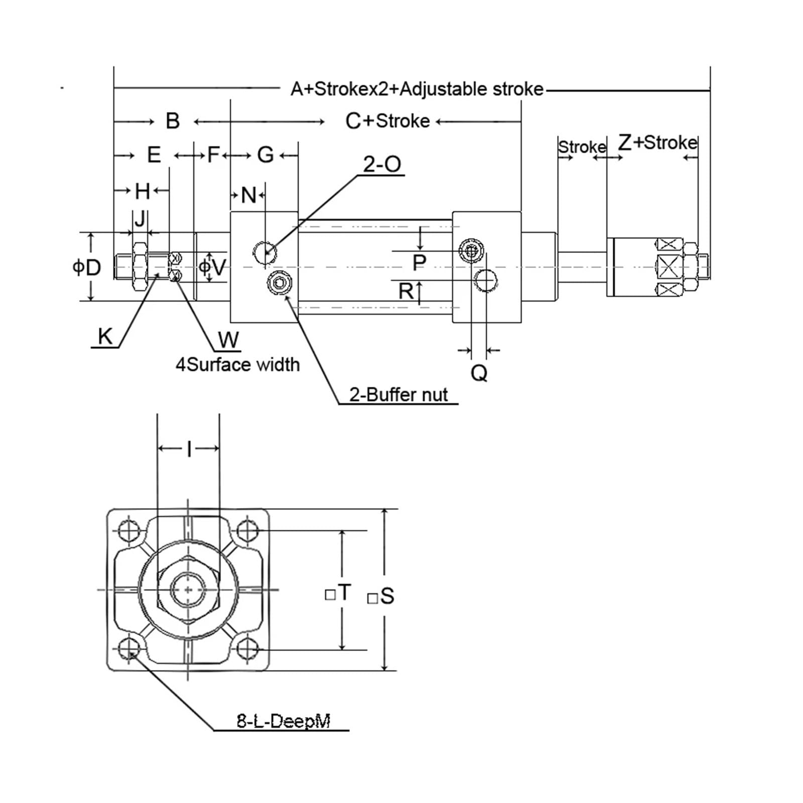 Pneumatikzylinder, SCJ80X100-100 SC-Pneumatikzylinder mit einstellbarem Hub, Luftzylinder SCJ80 ohne Magnetkolben