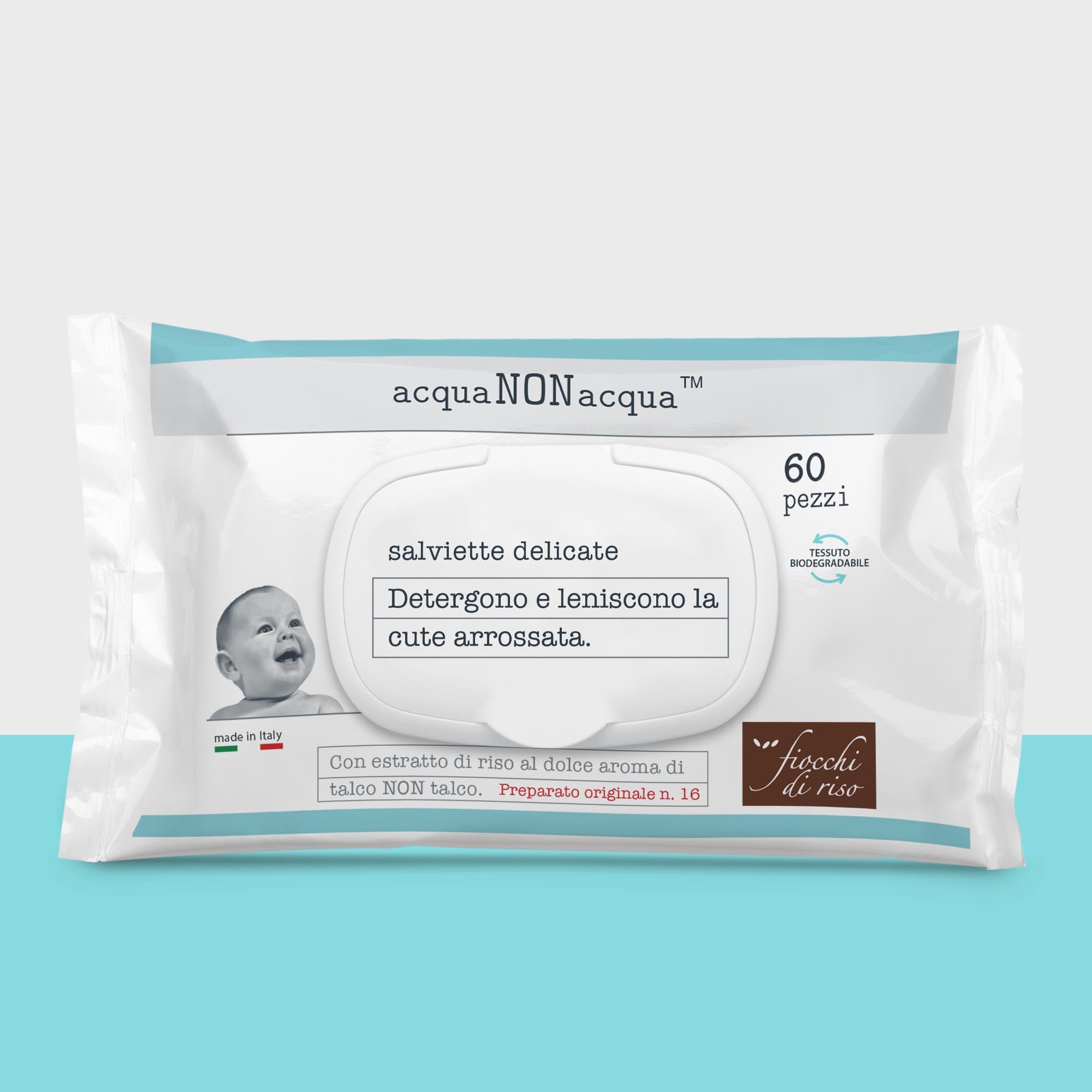 Fiocchi di Riso Salviette Acqua Non Acqua 720pz con Placchetta Cambio Pannolino Detergenti Idratanti Pelle Arrossata