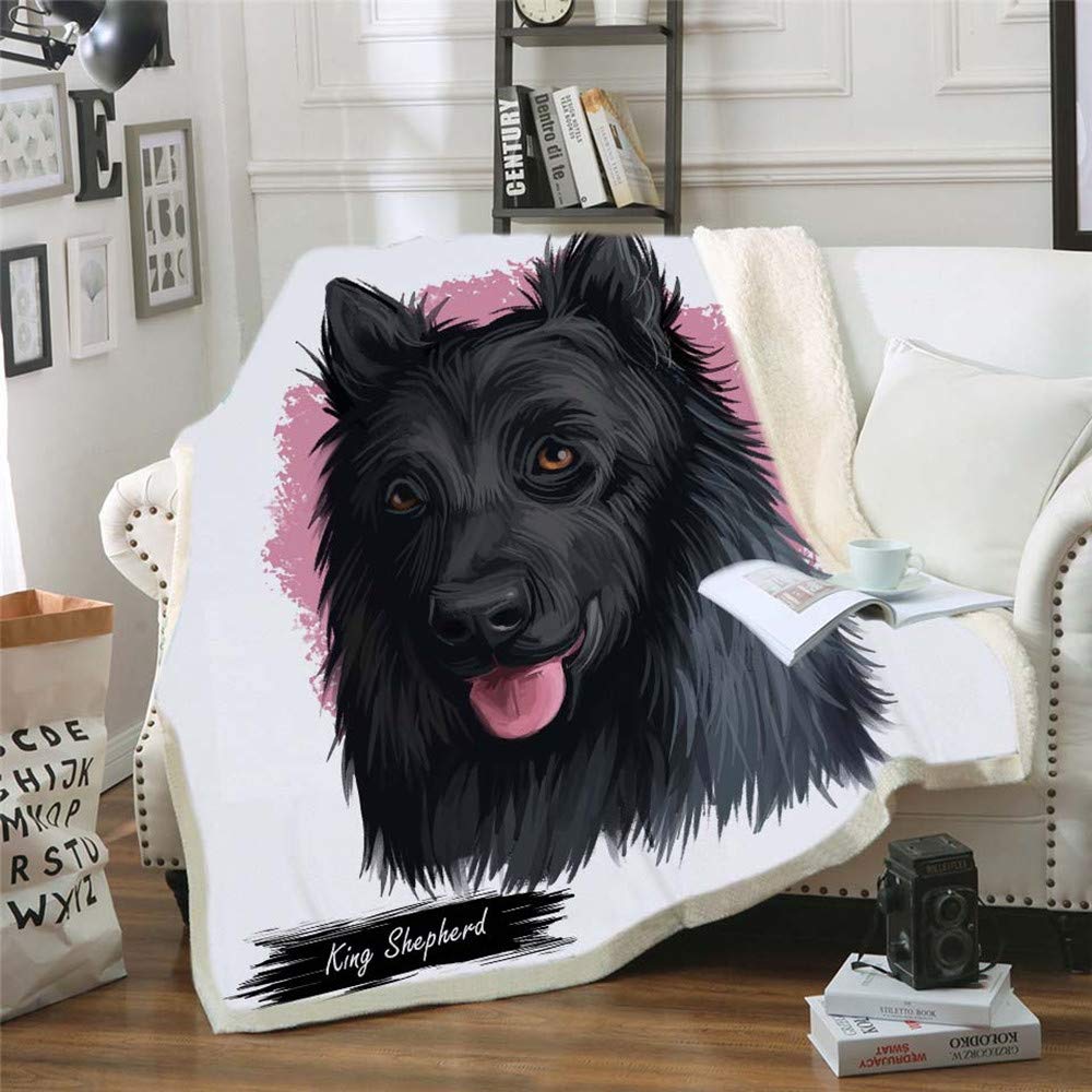 3D Animal Dog Cat Super Soft Throw Blanket, Flannel Throw Warm Cozy Bed Blanket, Wrinkle-Resistant and Breathable All Season (Black Dog, 130x150cm)