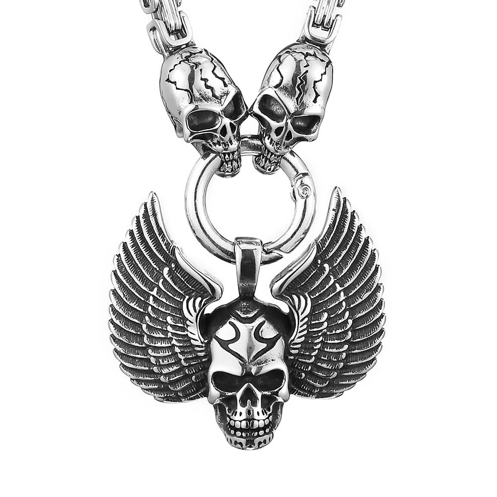 Pendentif tête de mort gothique vintage acier anti-noircissement