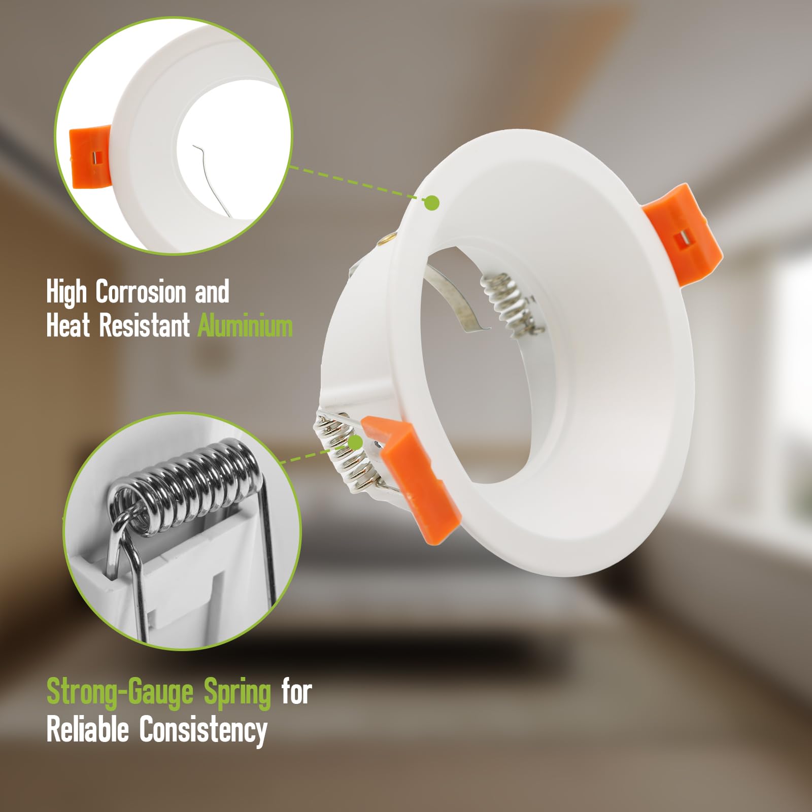 Maxled Light is Led! 10 Szt Oprawka Wpuszczana LED GU10 Ø72mm Aluminiowa Do Żarówek LED/Halogen Sufitowa Ramka do Zabudowy Montażowa GU10 Ram do Montażu Reflektorów Punktowych (Okrągły/Biały)