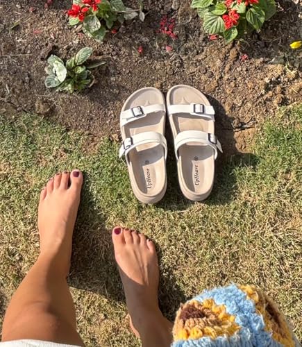 Image of Women's Vegan Leather Flat Sandals | Stylish Ladies Sandal with Cushioned Footbed | Lightweight & Waterproof EVA Sole | Comfortable Everyday Wear