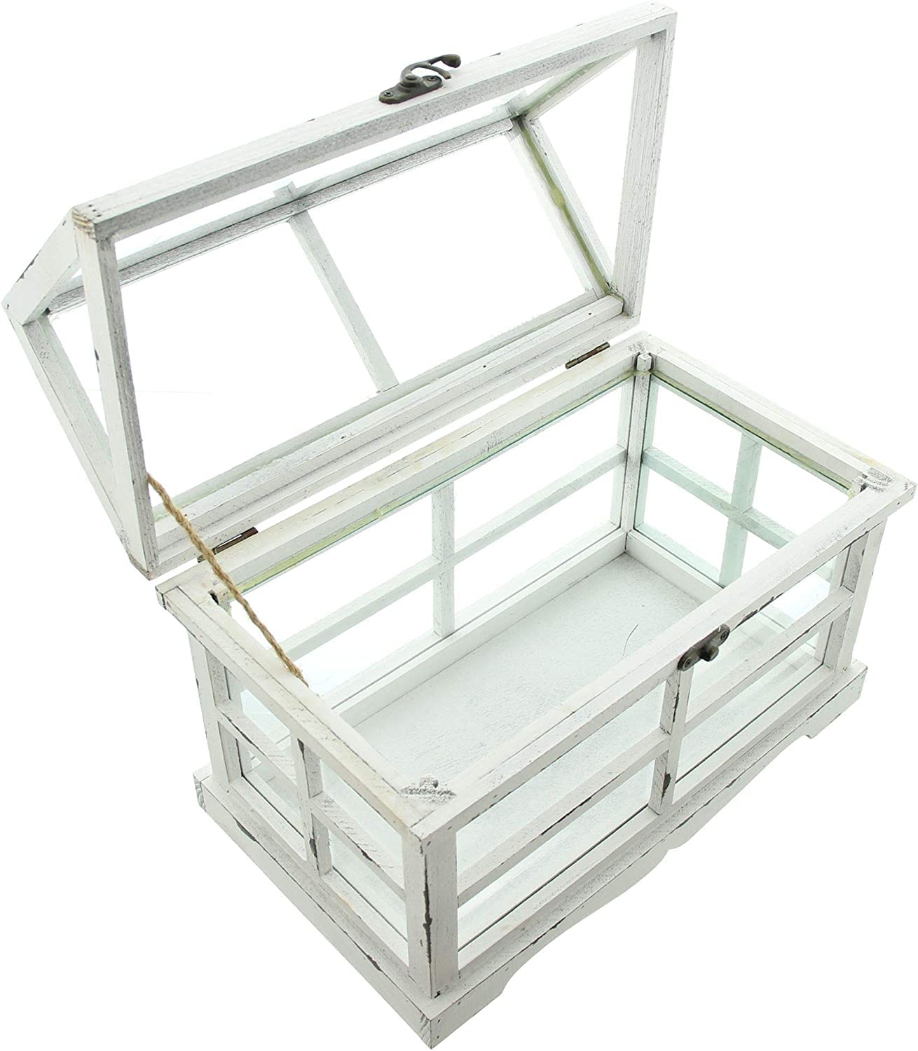 Mini-Gewächshaus “Shabby”, 37x21x31 cm, kleines Terrarium, Treibhaus, Zimmergewächshaus Weiß