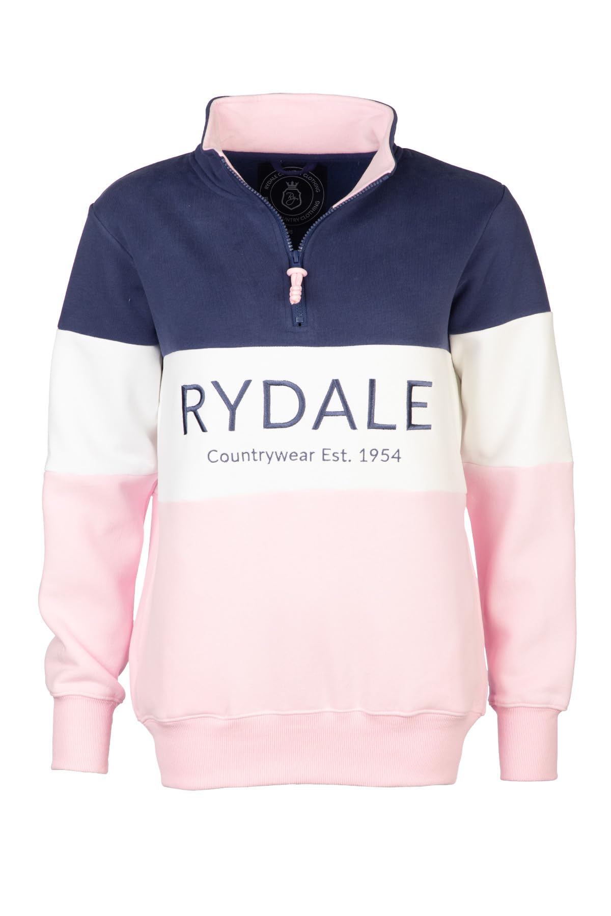 Rydale Women's Denim/White/Sorbet Country Sweatshirt Embroidered Sweater Striped (Uk, Numeric, 14, Regular, Regular, )