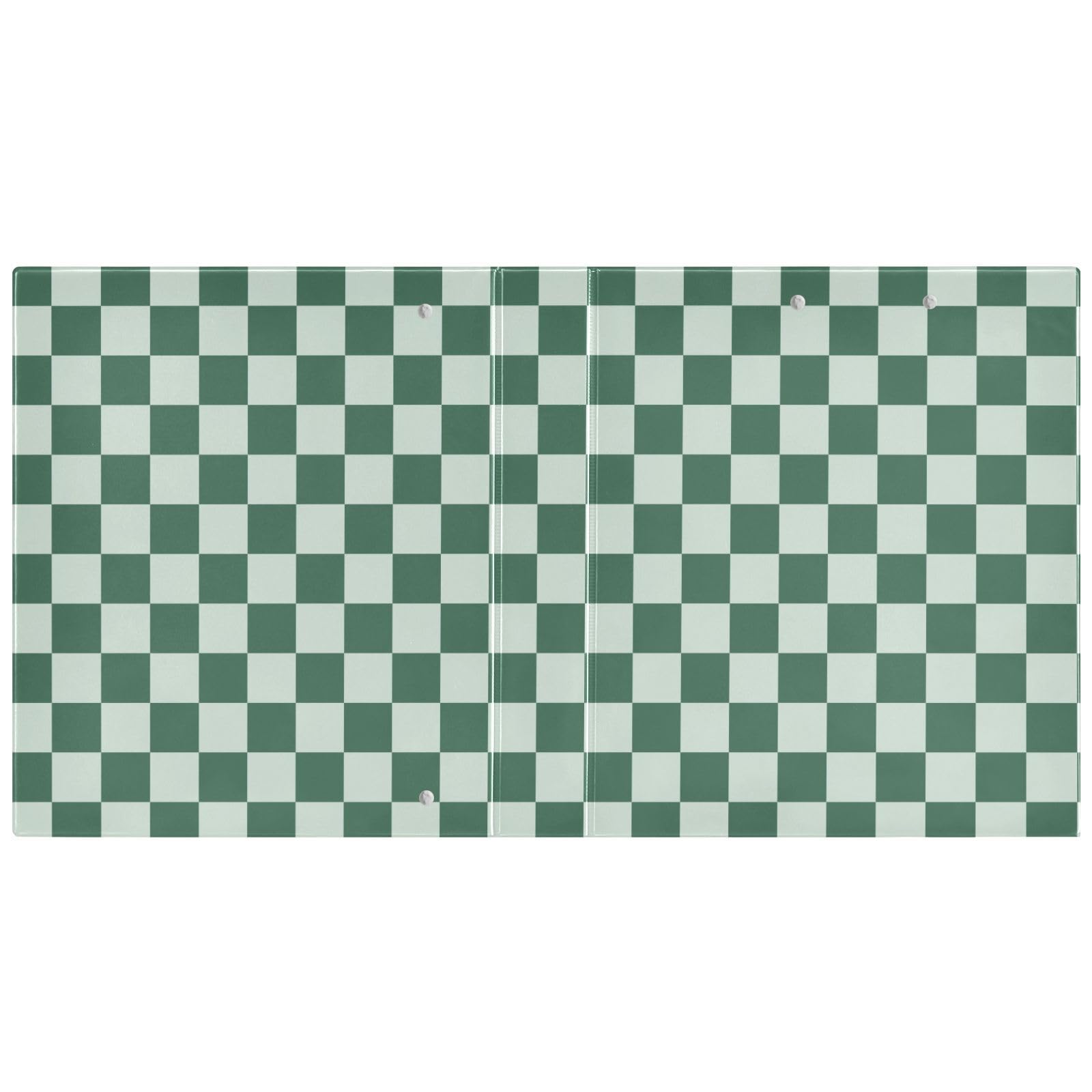 Kcldeci Raccoglitore a 3 anelli, copertina rigida, scacchiera verde, anelli rotondi da 3,8 cm, con tasche interne, per scuola, ufficio, ricette, raccoglitori, confezione da 2
