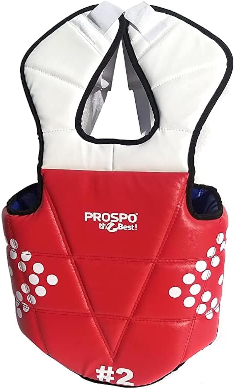 PROSPO Synthetic Taekwondo Chest Protector Reversible/Solid Padded Chest Guard/Body Protector for Kungfu/MMA/Kickboxing/JUIJUTSU/Judo/WHUSHU (Multicolor)