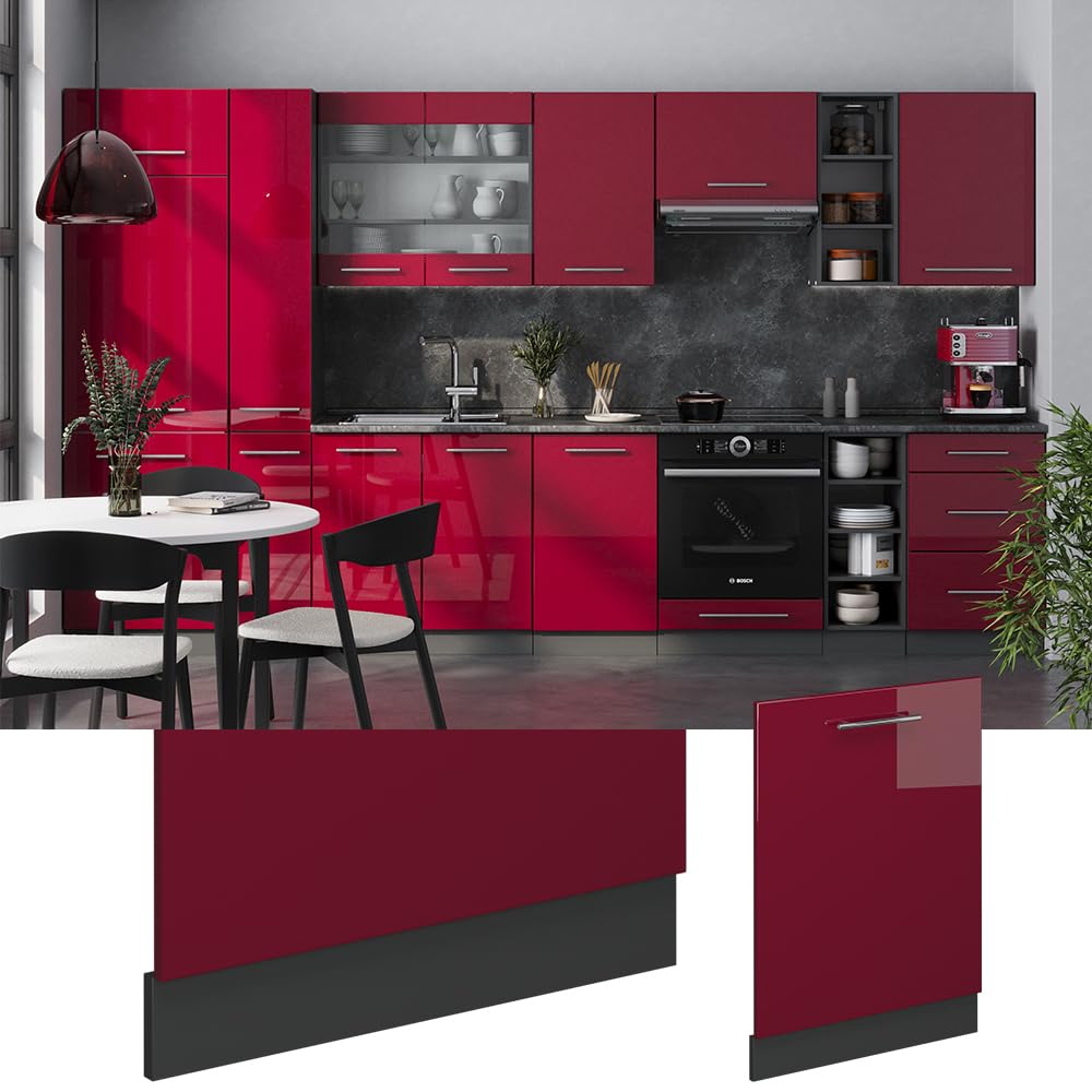 Vicco Panel przedni zmywarki "Fame-Line", Bordowa Czerwień połysk, 60 cm | BP Antracyt, à combiner avec d'autres modules de la série Fame-Line