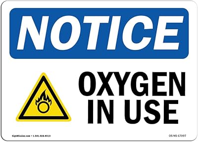 OSHA Notice Signs - Oxygen in Use Sign with Symbol | Extremely Durable Made in The USA Signs or Heavy Duty Vinyl Label Decal | Protect Your Construction Site, Warehouse & Business
