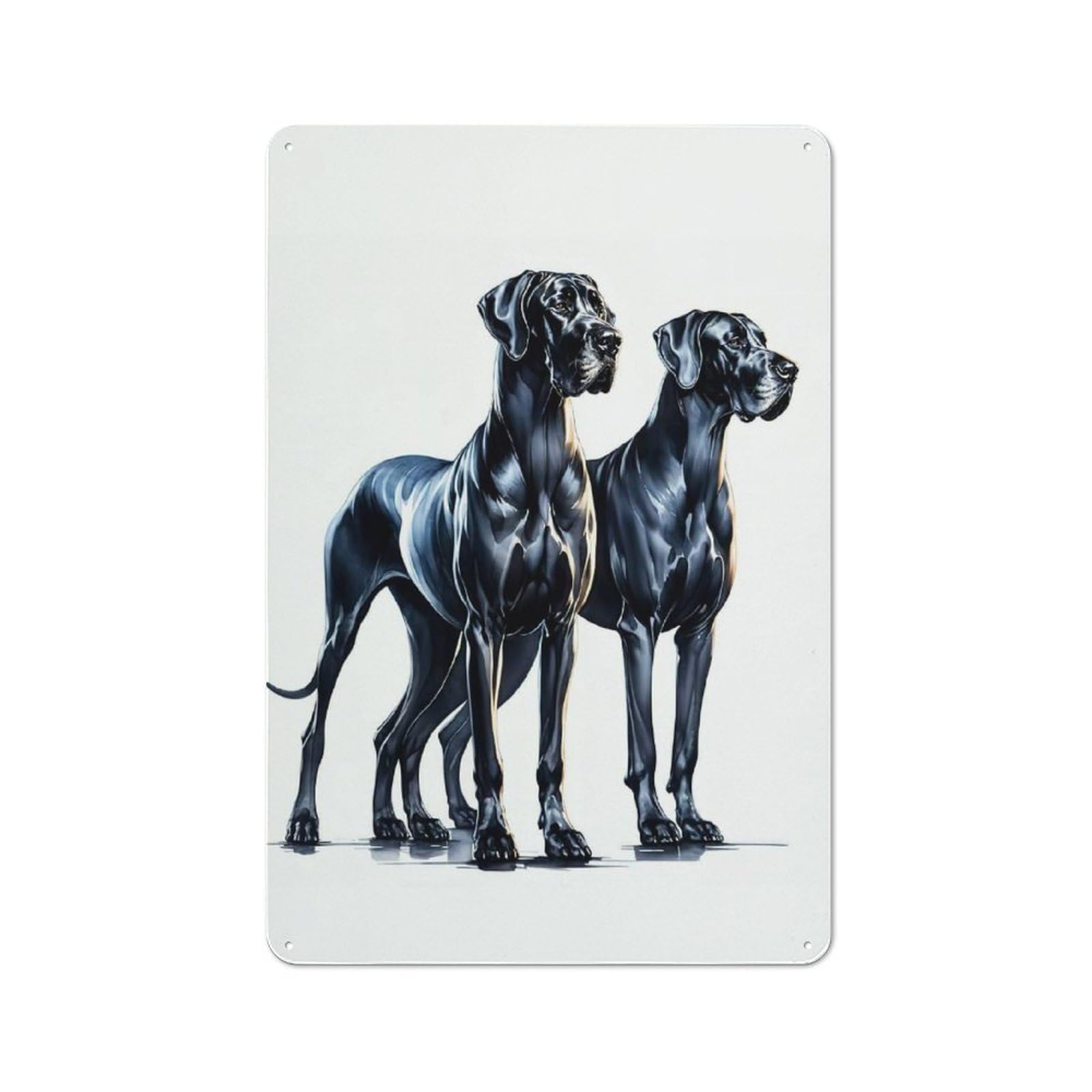 Junmoney Style-19 Friendly Cafe Metal Sign 30X20cm Featuring Two Great Danes, Cafe Wall Decor For Tea Room, Shop Wall Or Breakfast Area