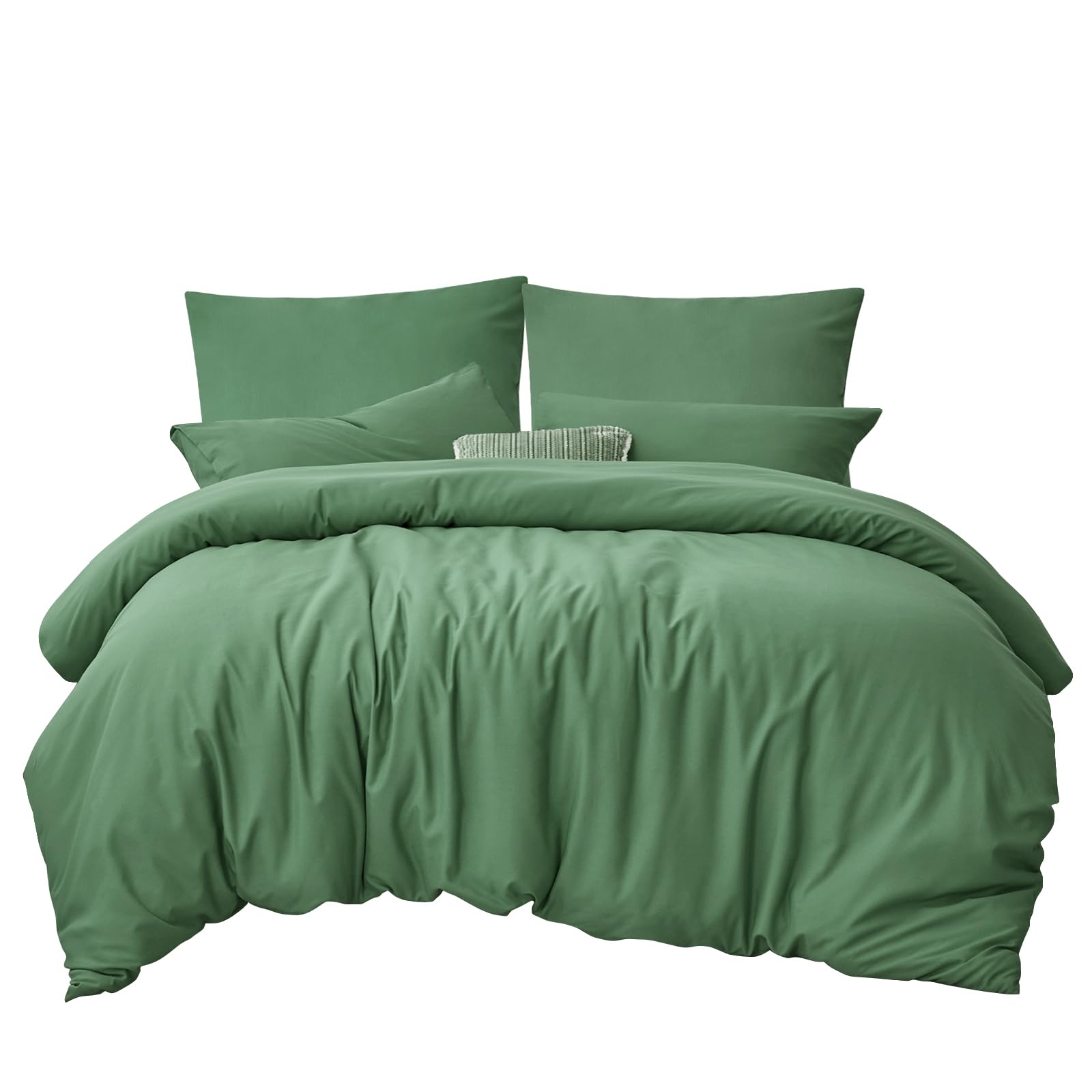 RUIKASI Bettwäsche Grün 220x240 3teilig - Grasgrün Mikrofaser Bettwäsche-Sets Oeko-TEX, Bettbezüge 220 x 240cm + 2 Kissenbezüge 80x80cm mit Reißverschluss, Weich und Bügelfrei