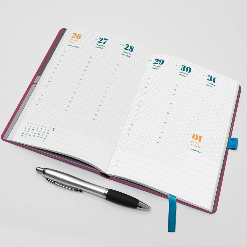 Smemoranda 2023 Red Cyclamen Weekly Diary, 12 Months with Planner, Large 13 x 18.8 cm, Home Office University, Soft Cover - Image 4