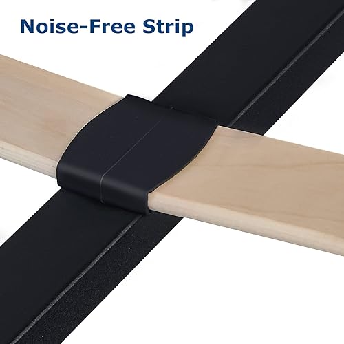 Miniatura 5 de LUSIMO Marco de cama LED tapizado tamaño Queen con cabecero moderno marco de cama tamaño Queen con 16 luces LED que cambian de color listones de