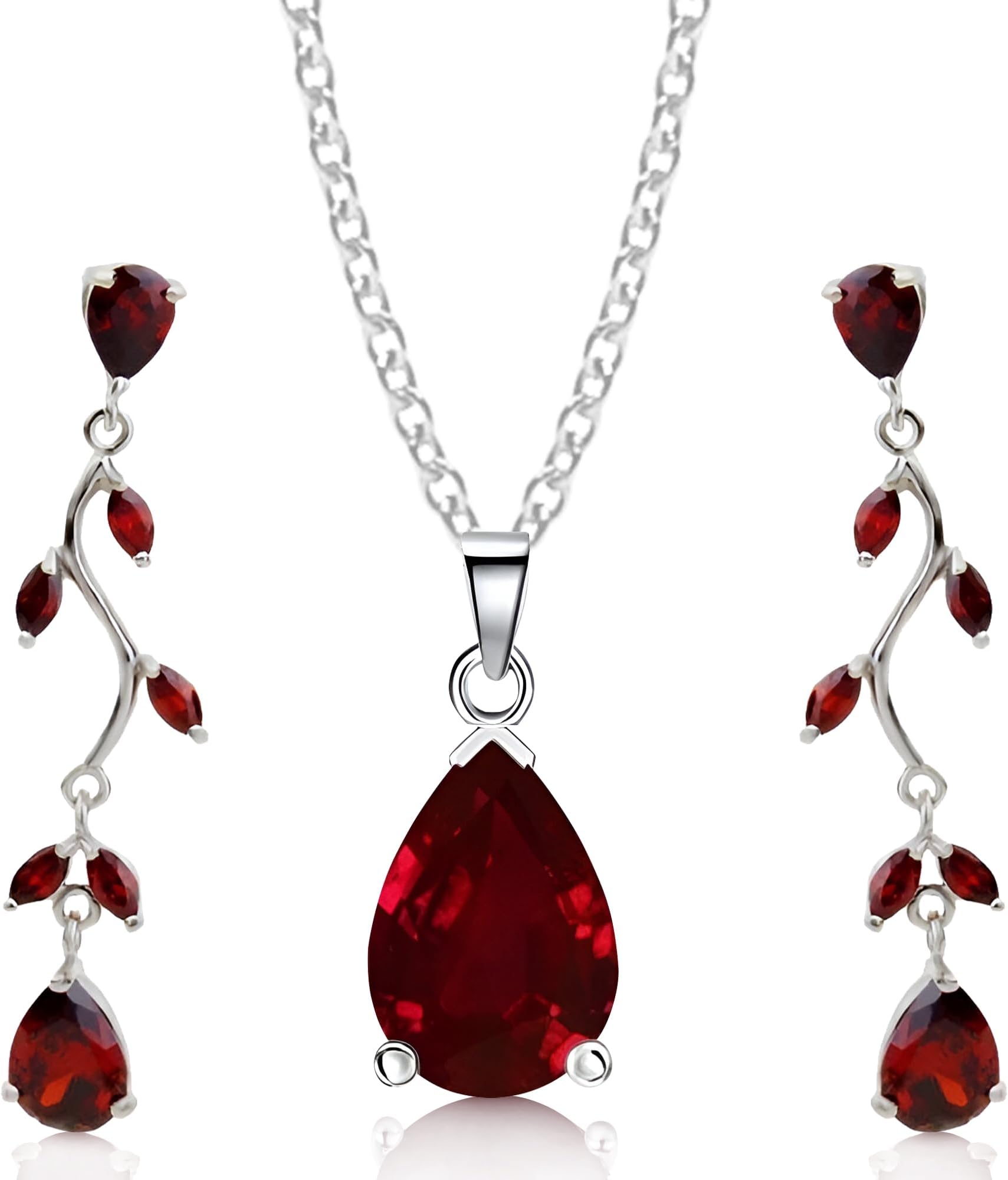 Jewelry Sets Zirconia Crystals Teardrop Necklace and Earrings Set Costume Jewelry for Women Wedding Party White Gold Plated