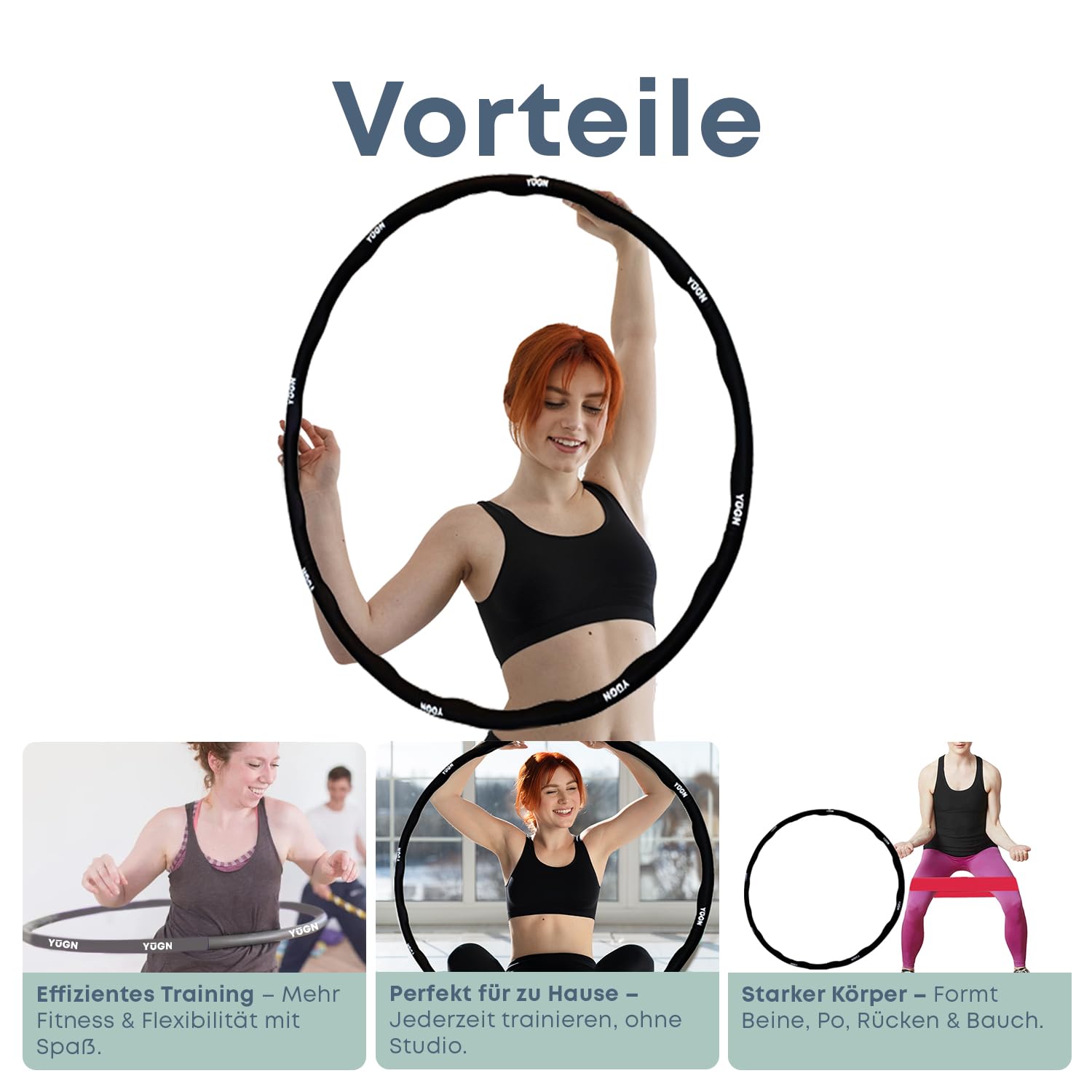 Vitality Hula Hoop Reifen Erwachsene Set 1.2KG - Enthält Springseil und 2 Widerstandsbänder und Tragetasche - Verbessert Fitness, Koordination & Flexibilität