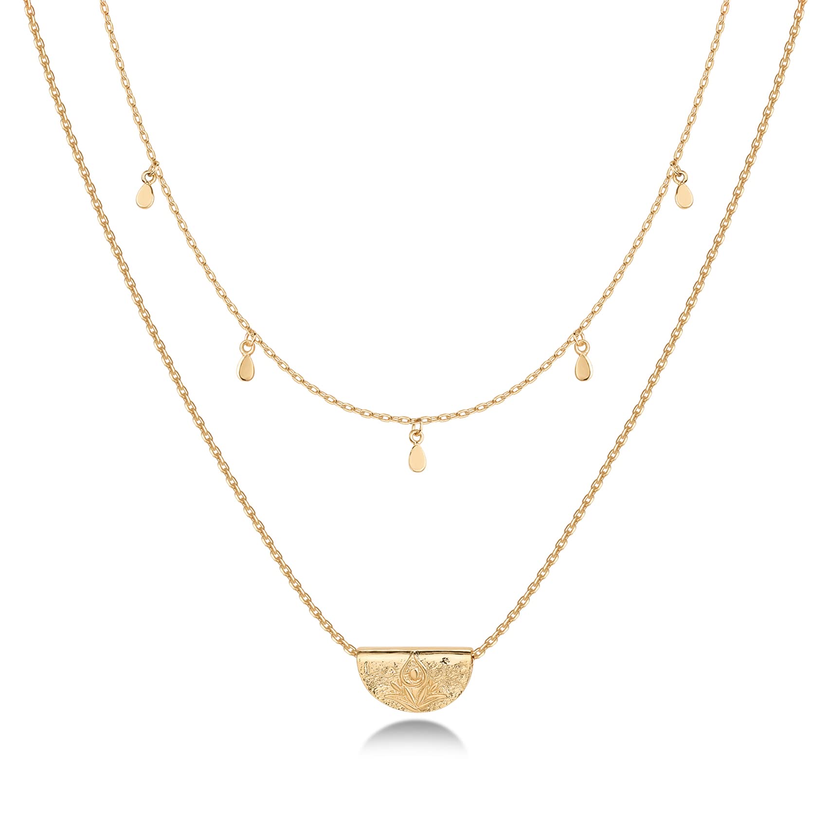 PAVOI14K Gold Plated Layering Necklaces | Stylish Minimalist Design Pendant Necklaces | Bar, Circle, Lotus, Disc, Dog Tag, Horizontal Bar Pendants for Women