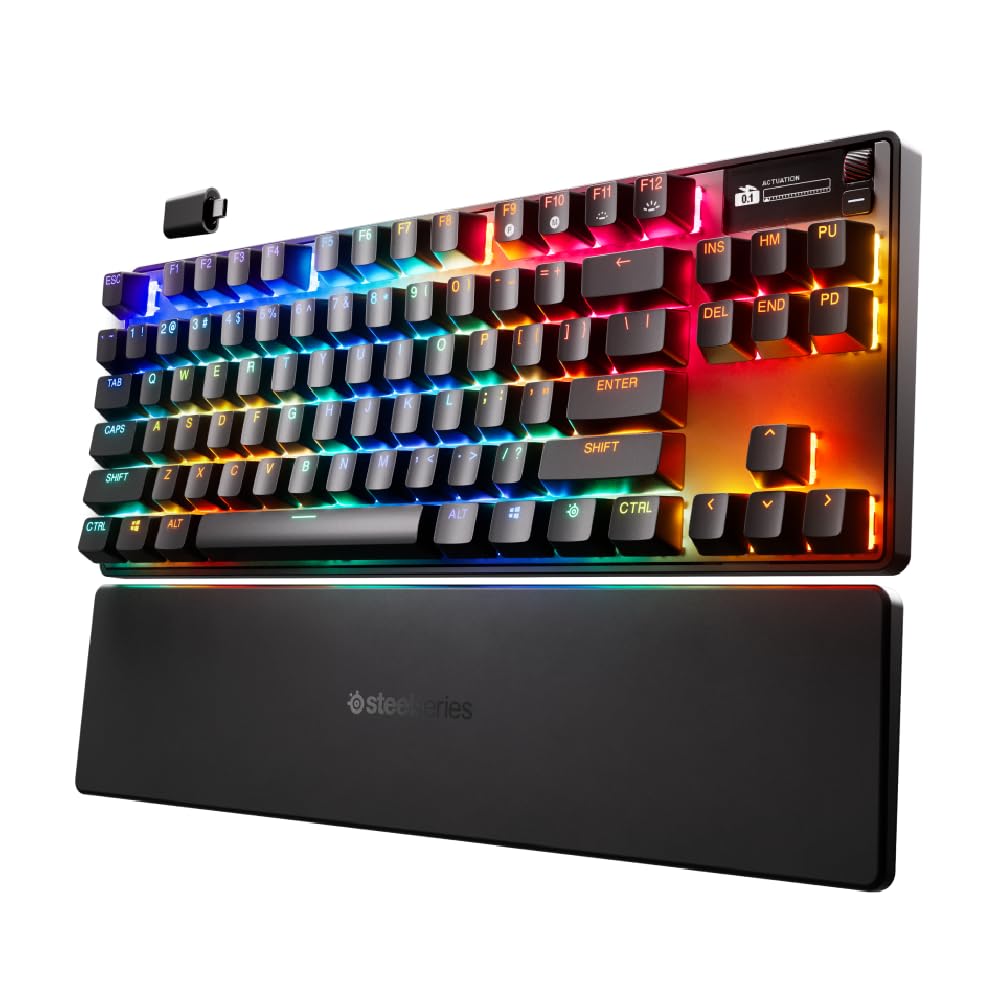 SteelSeriesApex Pro TKL Wireless Gen 3 - HyperMagnetic Gaming Keyboard - OmniPoint 3.0 Switches - Adjustable Response - Instant Presets - Rapid Tap/SOCD - OLED - UK QWERTY Layout