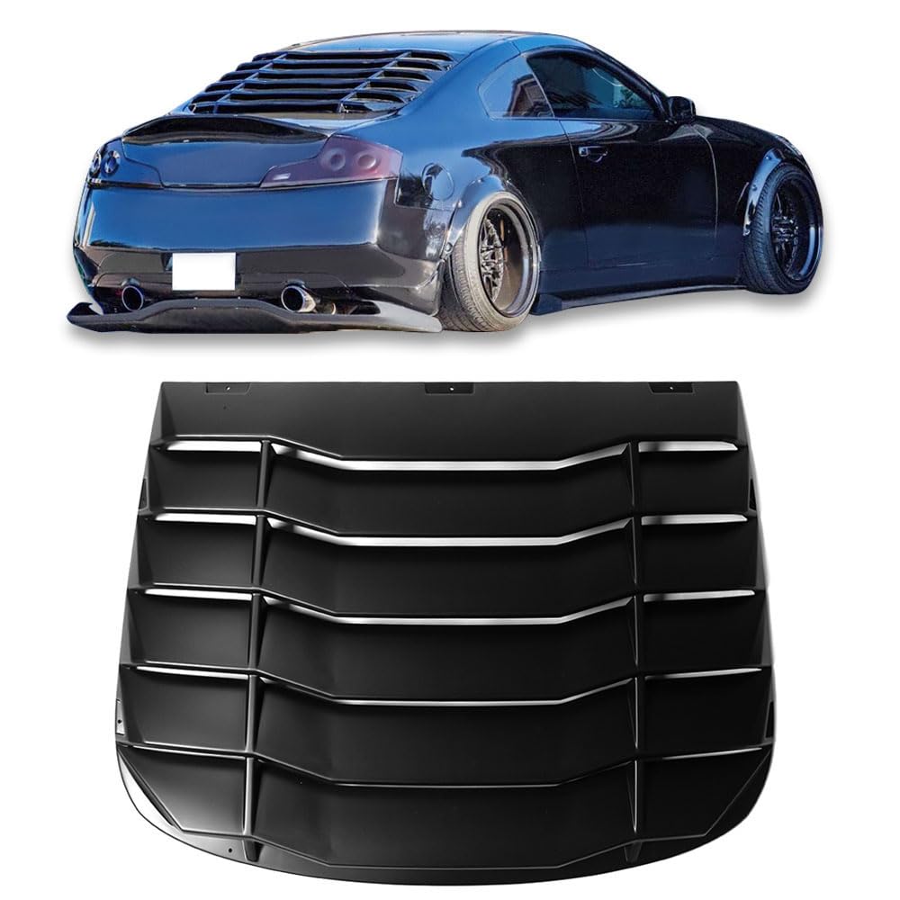 Fit 03-07 Infiniti G35 Coupe Unpainted ABS Plastic by Rear Window Louver | IKON MOTORSPORTS Matte Black product thumbnail 2
