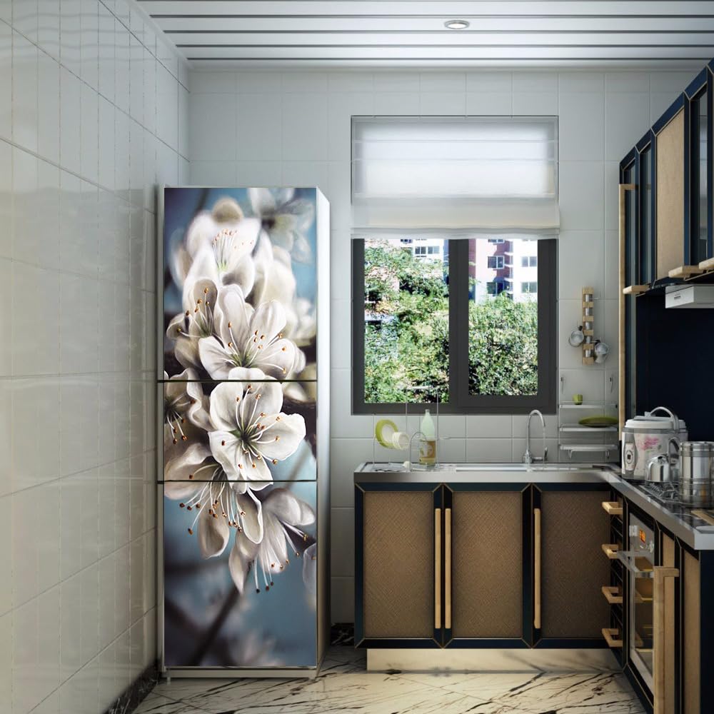 Adesivi Per Frigorifero 3D - Decorazione Murale Fiore Bianco Per Cucina - Foto 9