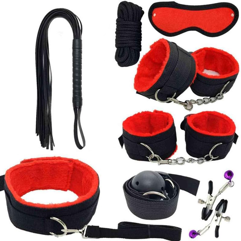 ZeeKoug 8 Piezas de Nylon Rojo Ocio Conjunto Yoga práctica Accesorios de Equipo, Juguetes de Alivio del estrés, Deportes de Entrenamiento de la Banda de tensión Accesorios