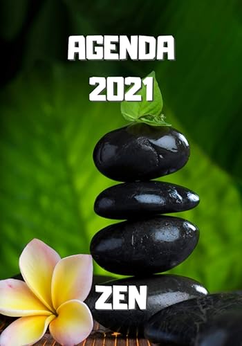 Agenda 2021 zen: Pierres noires - Agenda semainier 2021 zen - 12 mois: Janvier à Décembre 2021 - Planificateur semainier 2021 - 114 pages - 17,8 x 25.4 cm