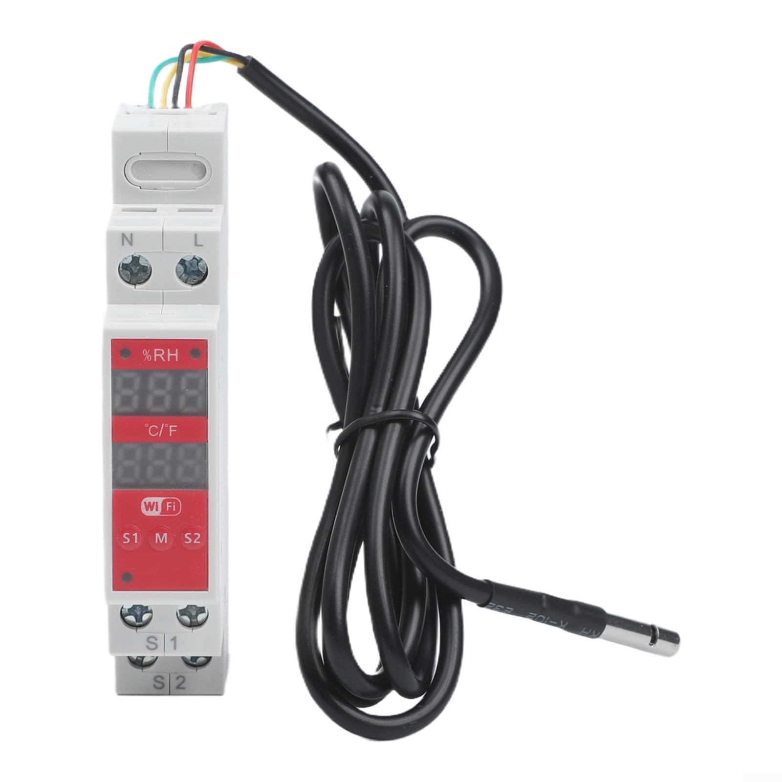 GLOBALHUT Termostato Digital Carril DIN con Sonda para Control para preciso