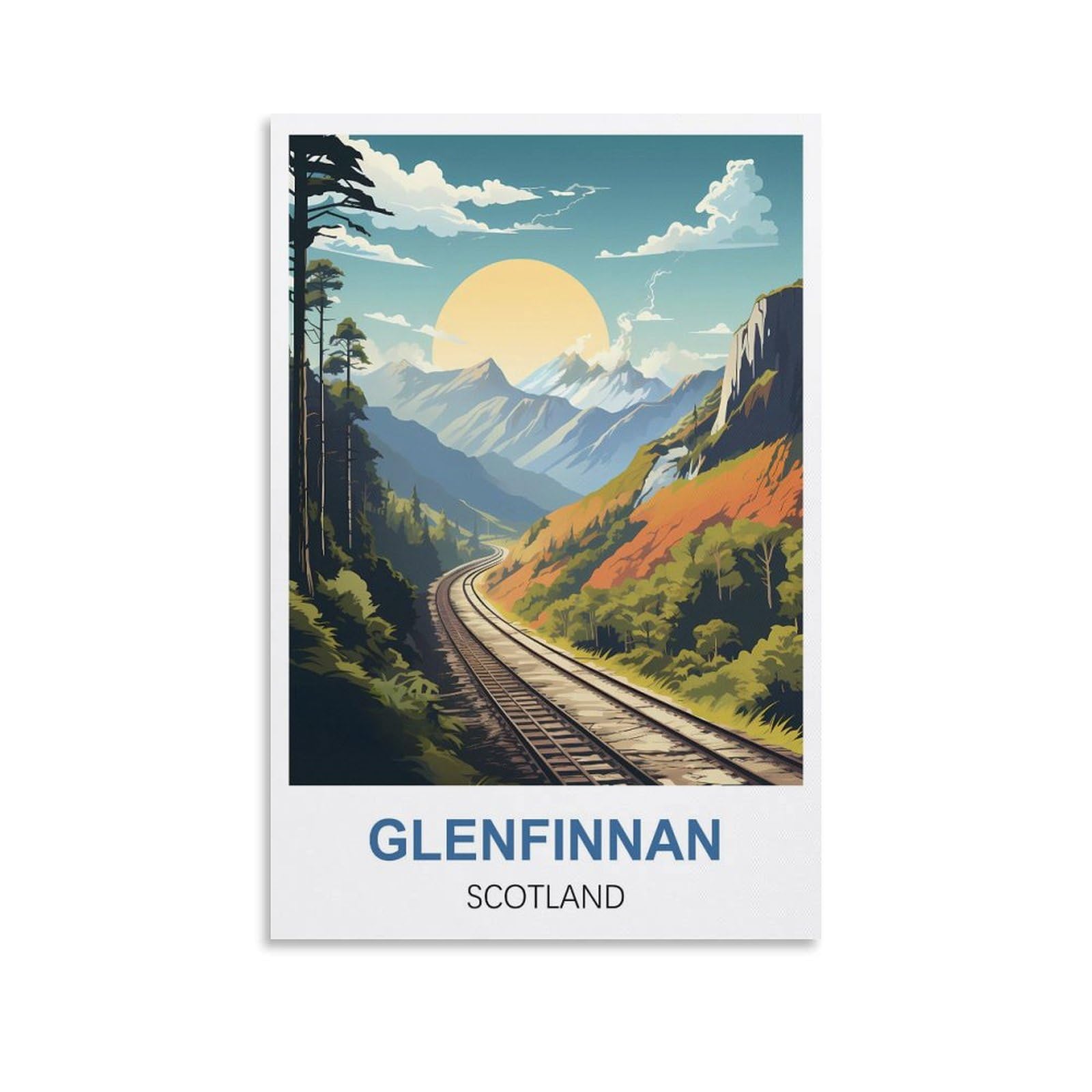 EZMLFA DIY Diamond Painting,Glenfinnan Scotland 5D Diamond Art DIY Cross Stitch Crystal Rhinestone Embroidery Pictures Craft for Home Wall 40x50cm