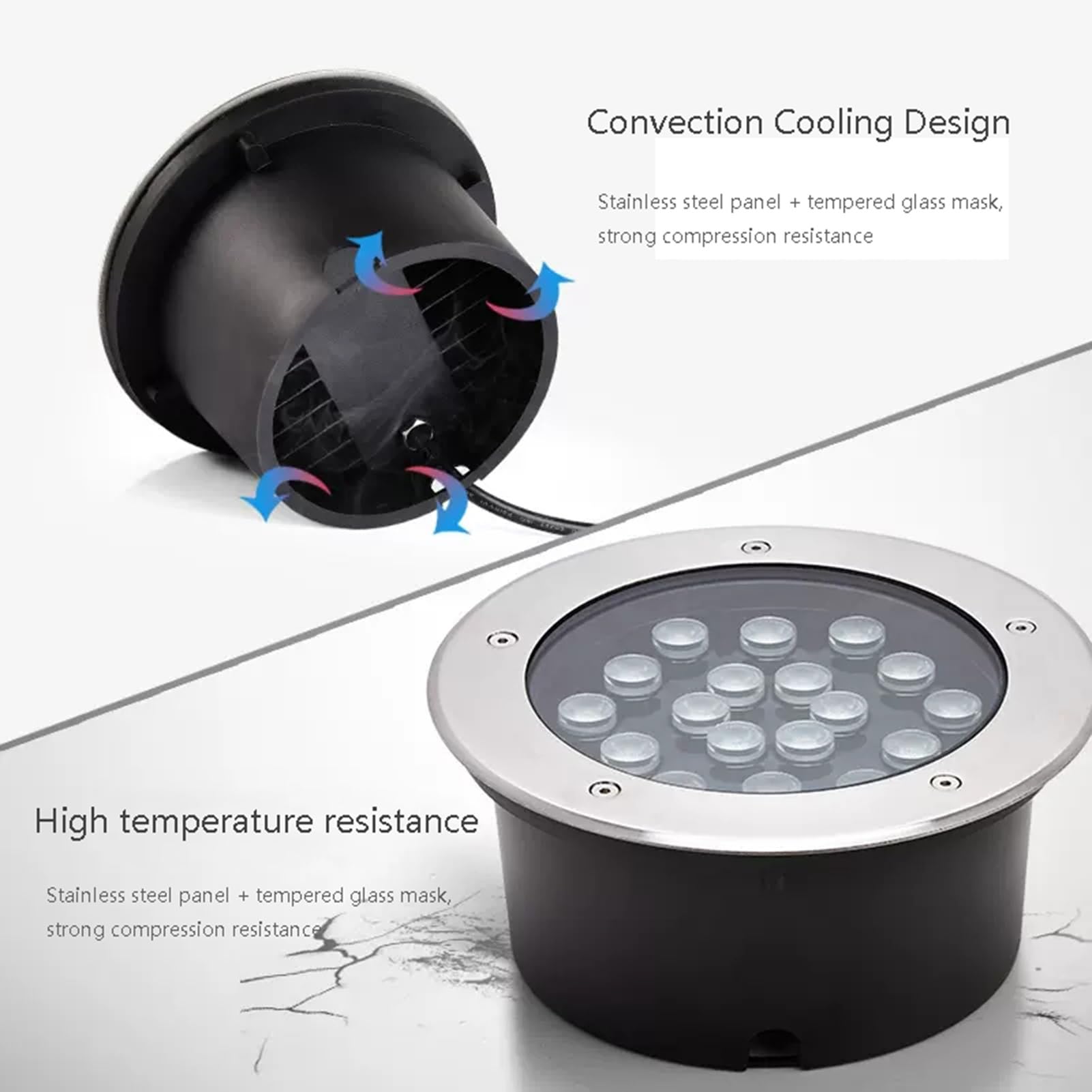 Luci LED da incasso per pavimenti, IP66, impermeabili, per vialetti, terrazze, scale, giardino, rotondo, AC 85-265 V