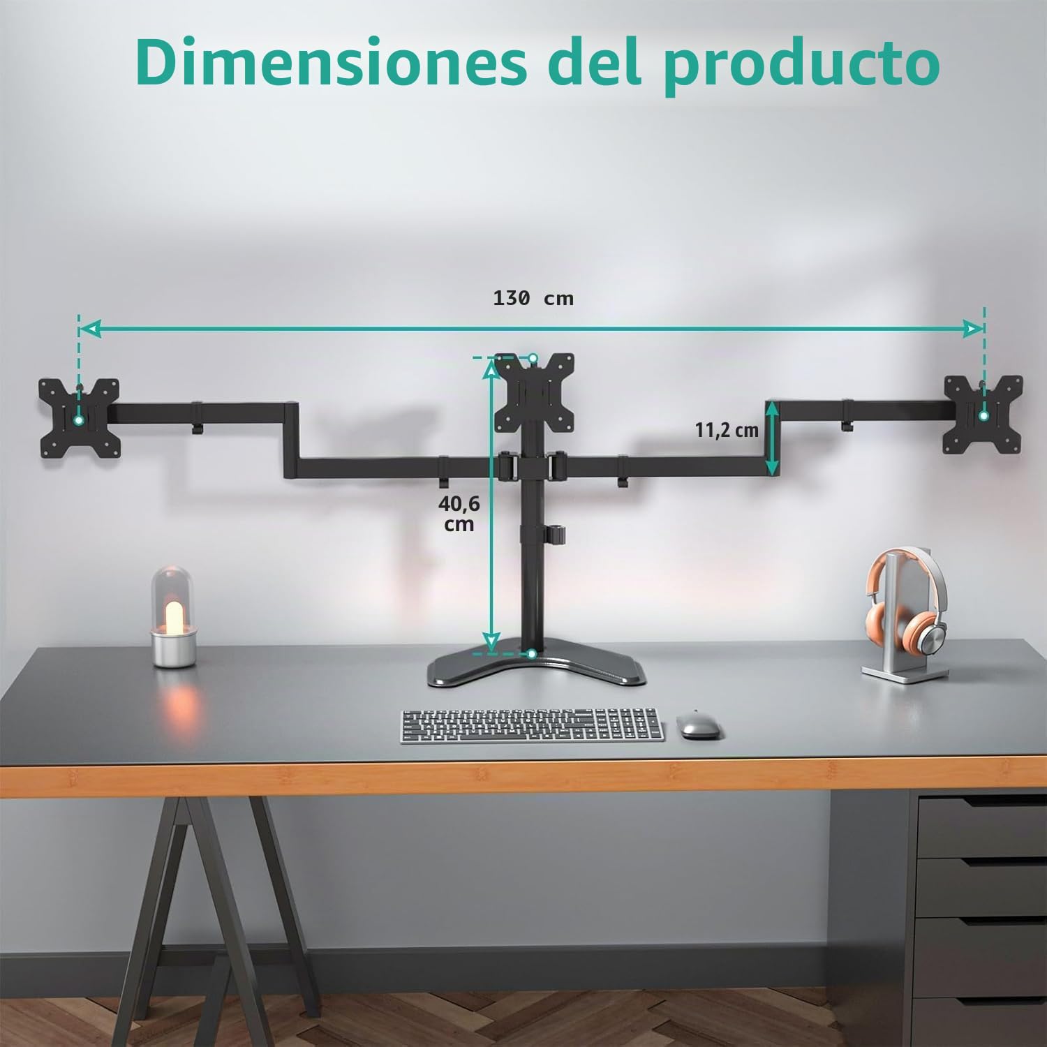 WALI Soporte Triple para Monitor de hasta 27 Pulgadas, Brazo articulado Independiente para Monitor Triple con inclinacin giratoria, Brazo Ajustable de 3 monitores soporta hasta 10 kg, VESA 75 y 100