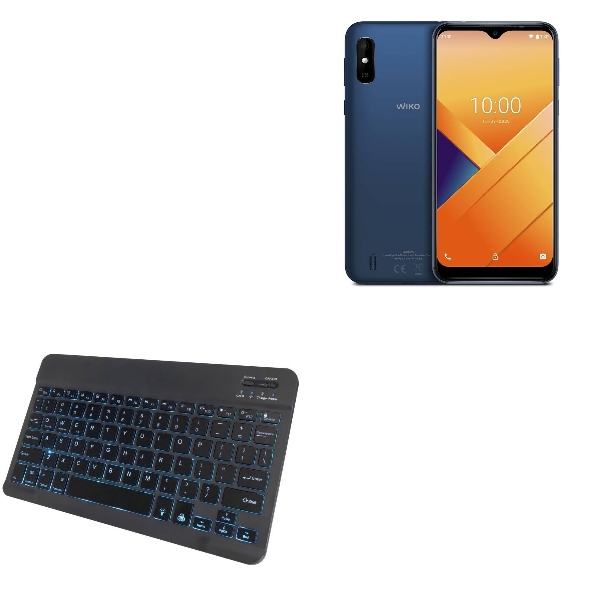 BoxWave Keyboard Compatible with Wiko Y81 - SlimKeys Bluetooth Keyboard - with Backlight, Portable Slim LED 7 Colors - Jet Black