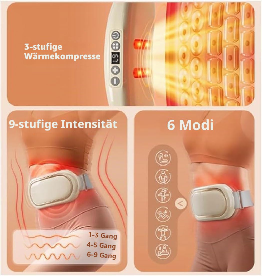 Privater Physiotherapeut für den Bauchbereich, Elektrisch Kabellose Schlankheitsgürtel,Bauchmassagegerät,Tragbare Bauchmuskeltrainer,Bauchmuskel Gürtel Elektrisch mit 6 Modi & 9 Intensitäten