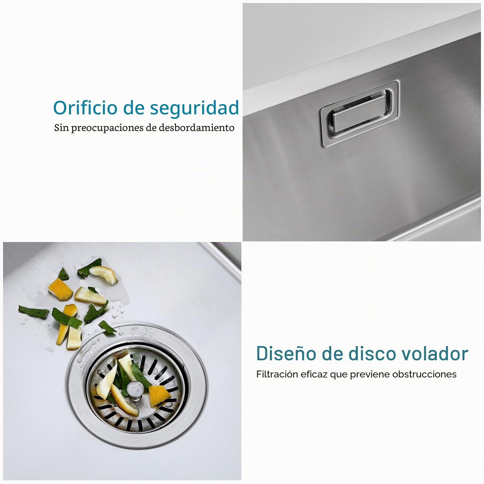 Fregadero de cocina pequeño de acero inoxidable 304, 30 x 45 cm, juego de desagüe | Adecuado para montaje superior, montaje inferior y montaje empotrado, 1 cuenco, cepillado