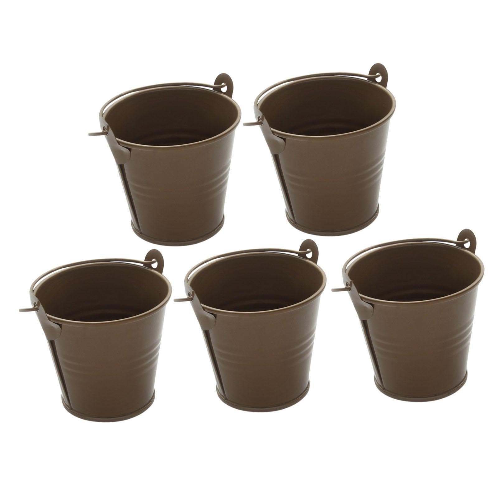 SECRET DESIRE 5X Small Metal Buckets Ornament Mini Candy Tiny for Yard Party Lawn Brown|Yard, Garden & Outdoor Living|Gardening Supplies|Plant Care, Soil & Accessories|Baskets, Pots & Window Boxes