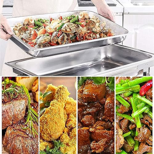 MINHUANG Chafing Dish Aus Edelstahl Mit 9 L Fassungsvermögen, Buffetwärmer-Sets, Für Partyessen in Der Küche, Hotel, Mit Lebensmittelpfanne/Halter/2 Alkoholkochern/Deckel – Bild 8