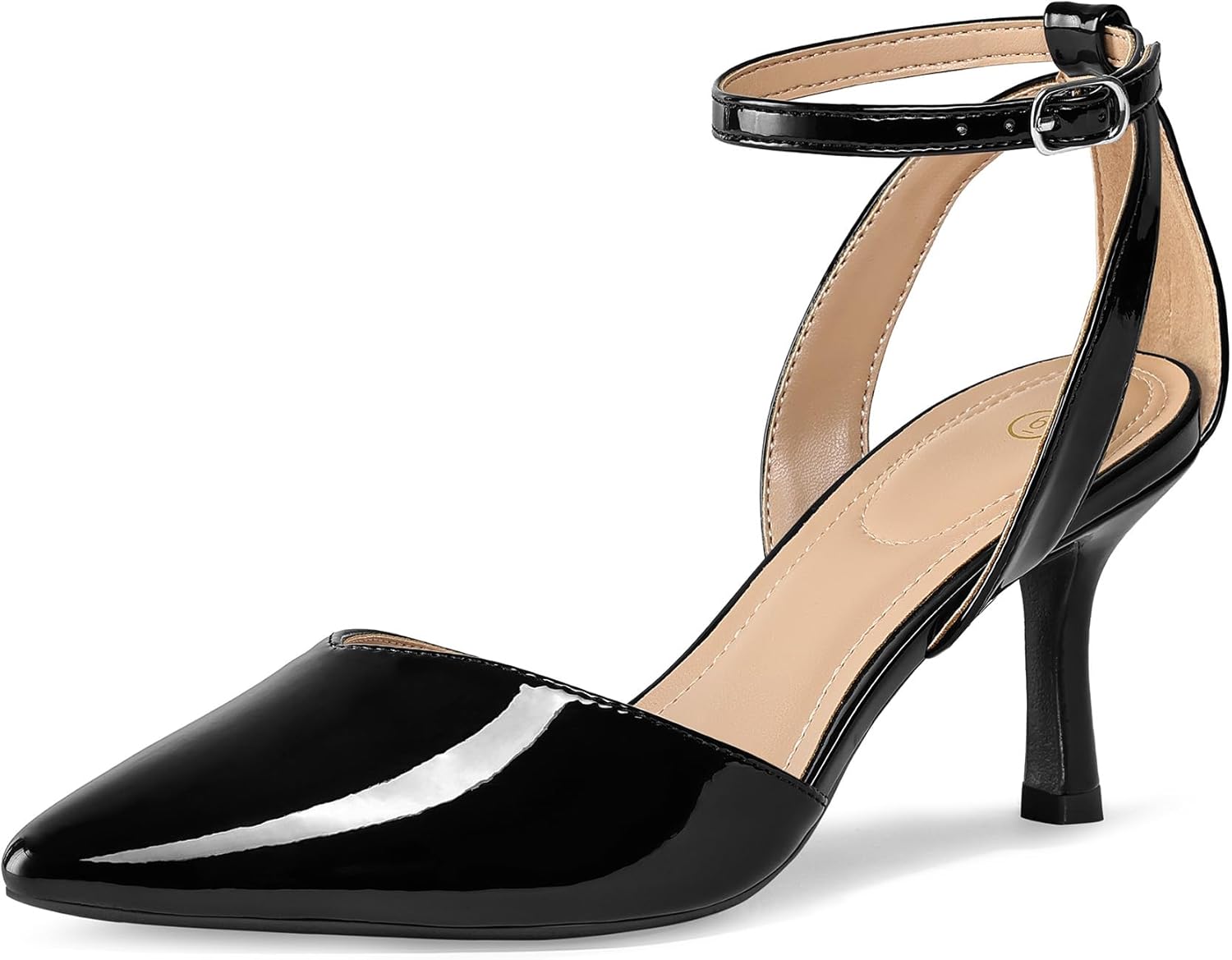 mysoft Women's Pumps Shoes Pointed Toe Kitten Low Heels Stiletto Ankle Strap Closed Toe Wedding Party Dress Sandals