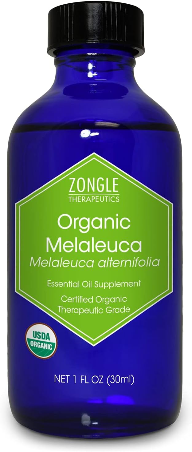 Zongle Therapeutics USDA Certified Organic Melaleuca (Tea Tree) Essential Oil, Australian, Safe To Ingest, Melaleuca Alternifolia, 30ml