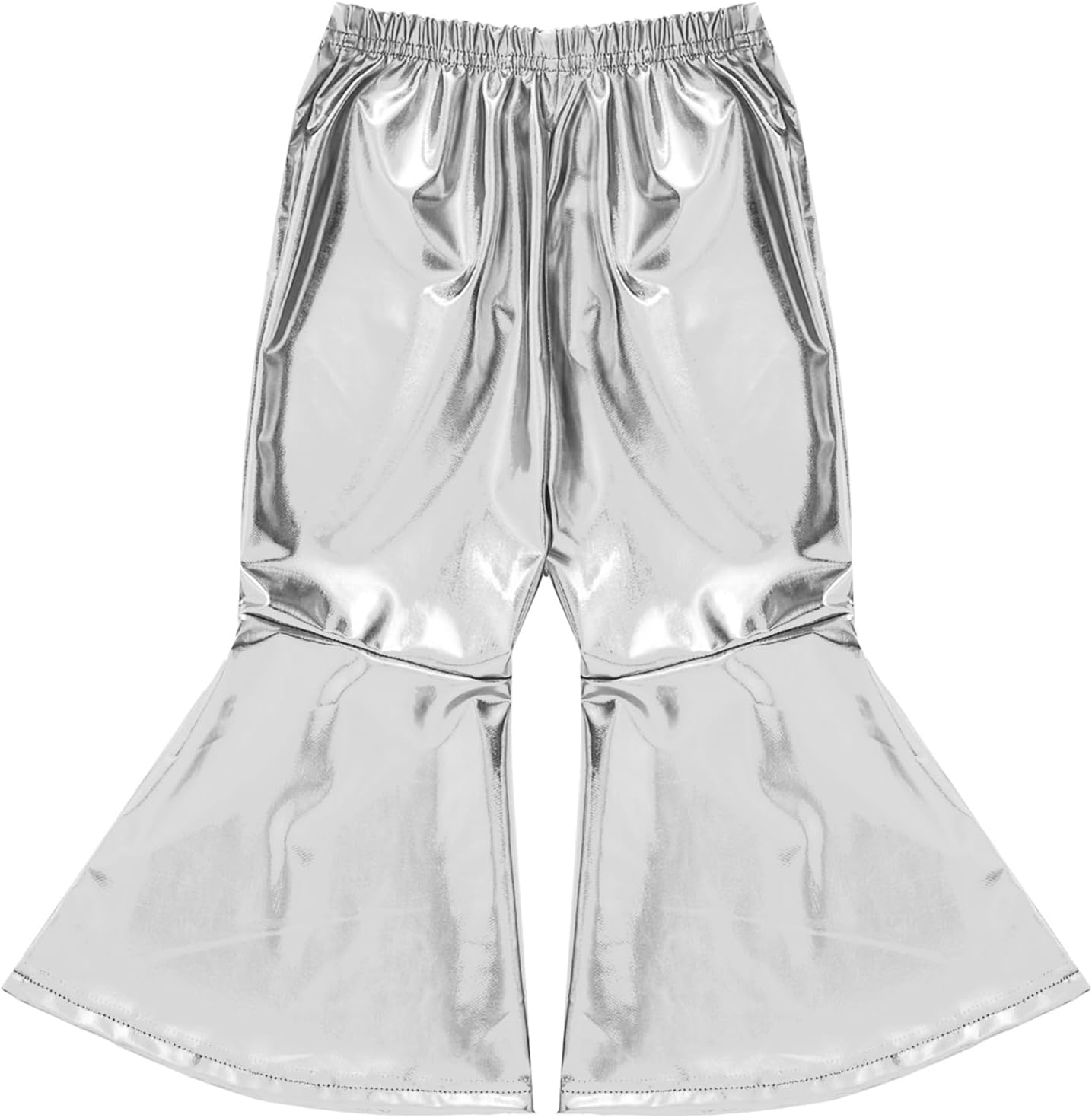 XUNZOO Girls Ruffled Leggings Birthday Party Bling Pants Flared Trousers 70s Sparkly Bell Bottom for Halloween